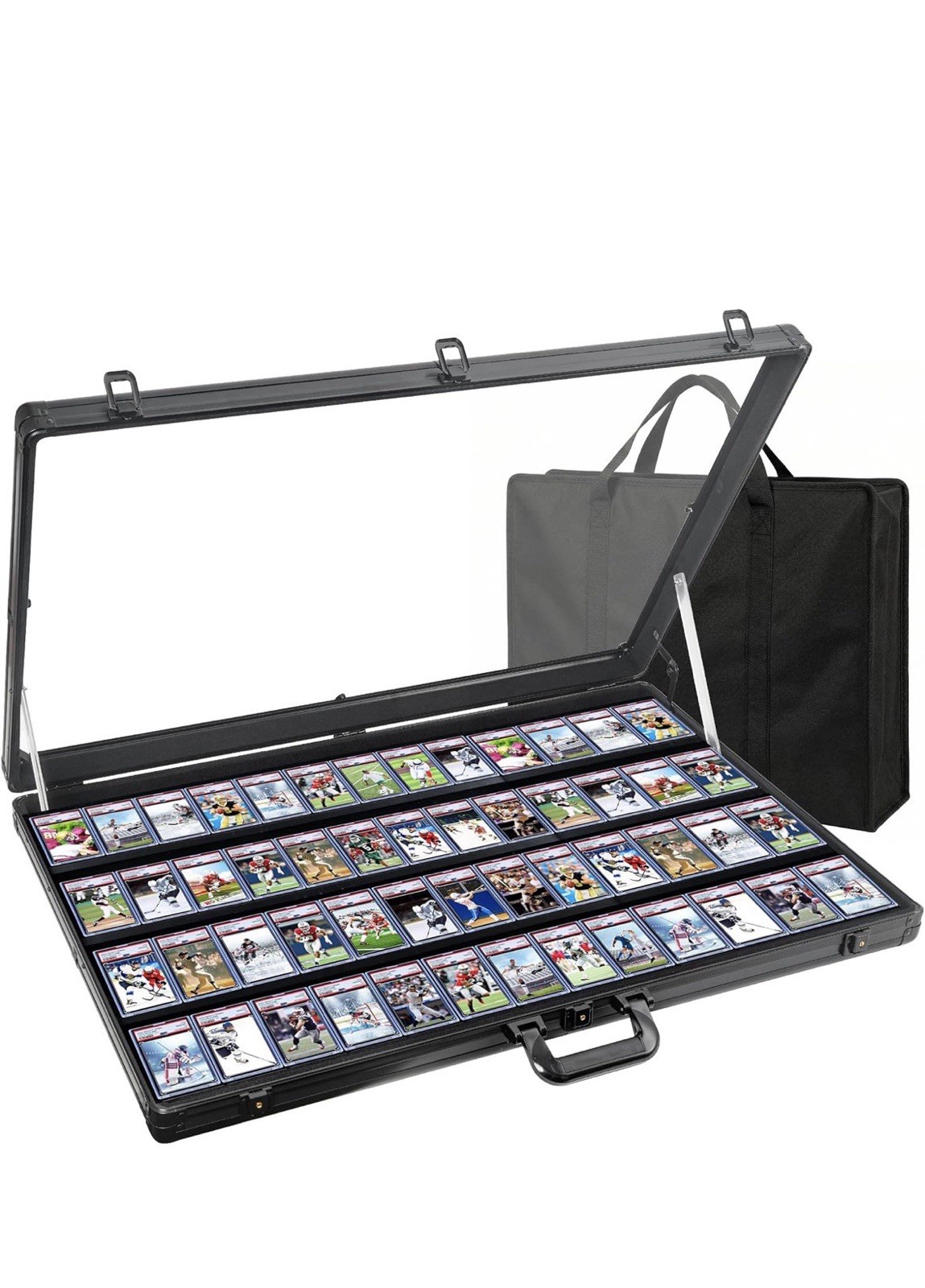 Card Display Case Aluminum Trade Show Display Case Large Portable w/ Bag