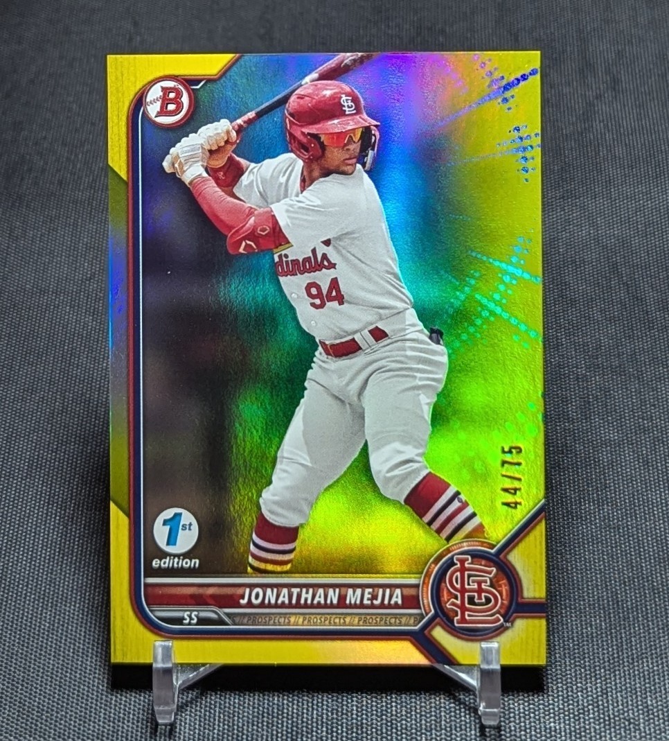 Jonathan Mejia Yellow Foil /75 Rookie 2022 Bowman Draft 1st Edition Cardinals