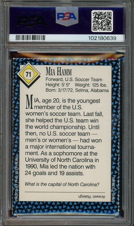 1992 S.I For Kids #71 Mia Hamm NM-MT Series 2 PSA 8 0639