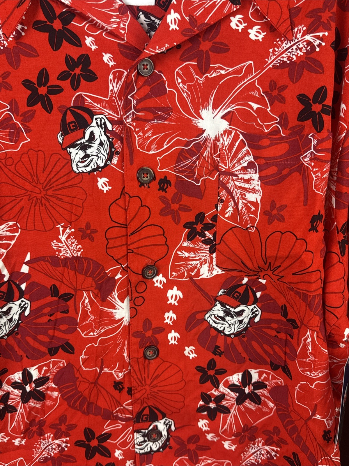 Champion Men’s NCAA Georgia Bulldogs Hawaiian Shirt Size L Red
