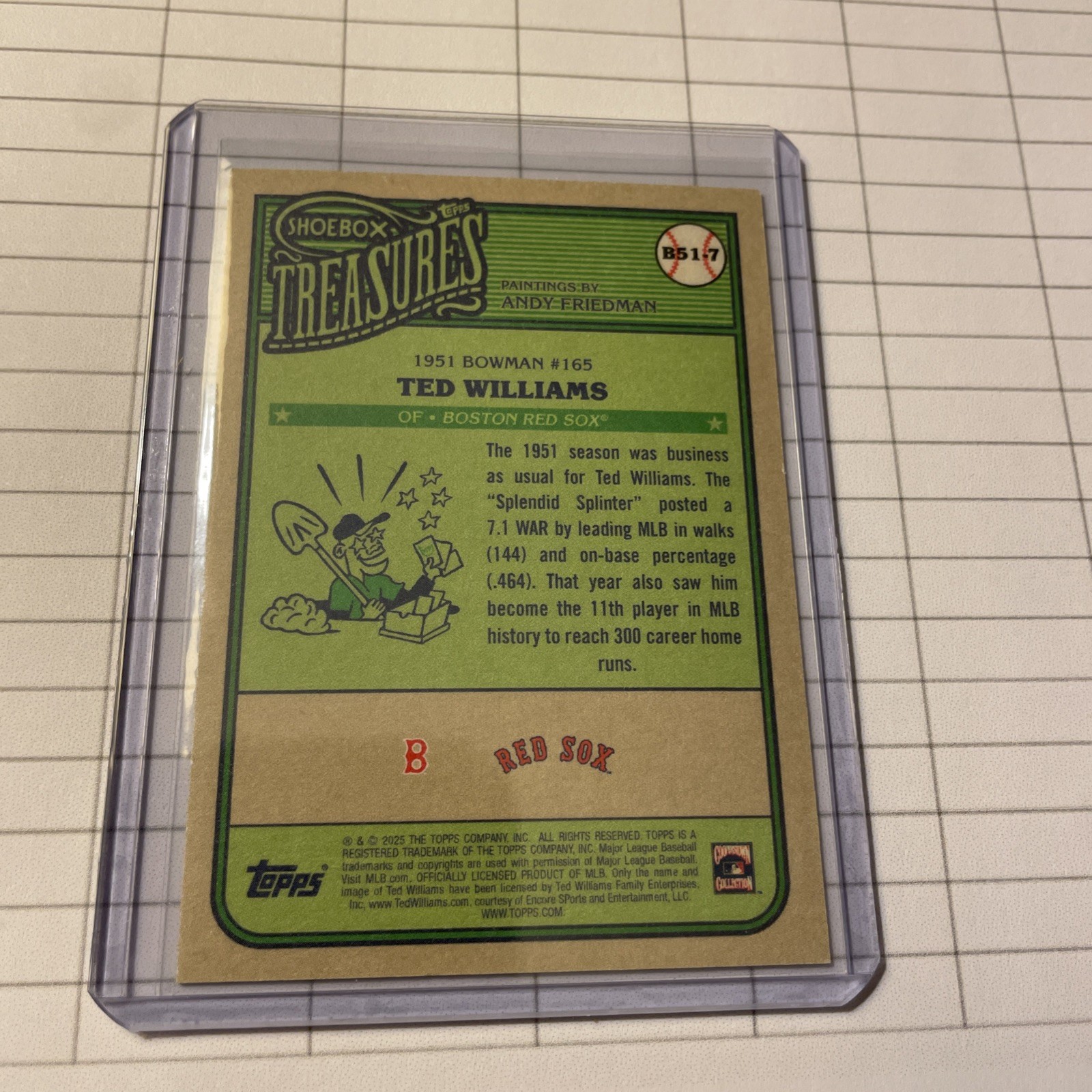 2025 Topps Shoebox Treasures 1951 Bowman Shortprint Ted Williams #B51-7