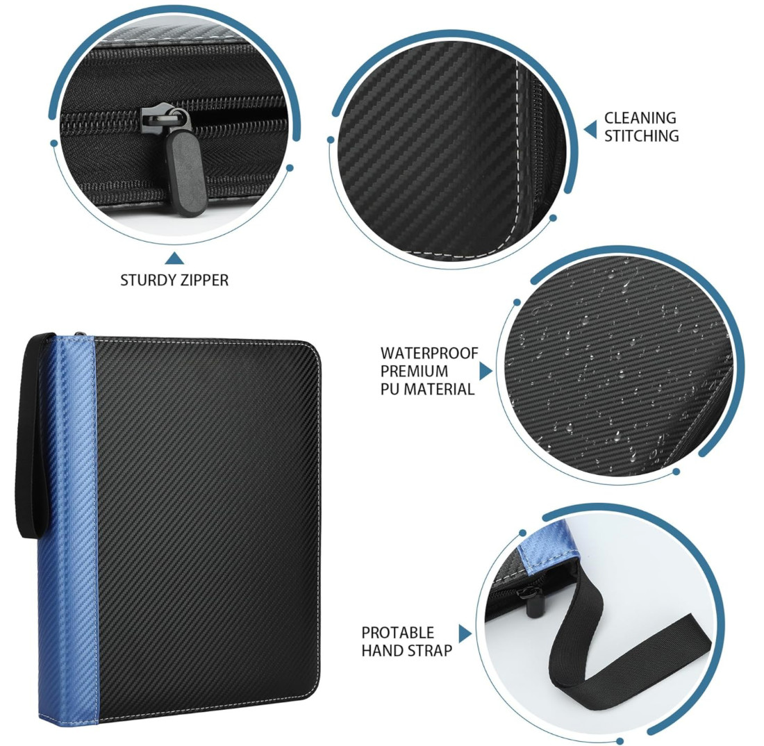 900 Pocket Trading Card Binder 9 Pocket Card Organizer Blue PU Album
