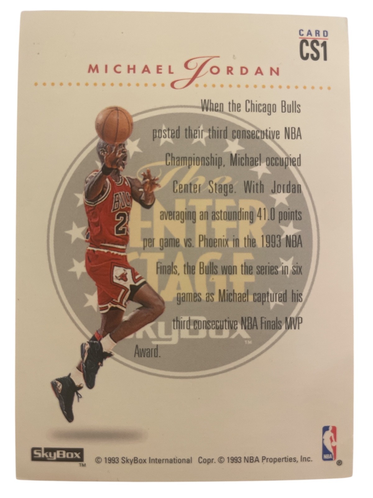 1993-94 Skybox The Center Stage Michael Jordan CS1 Bulls GOAT
