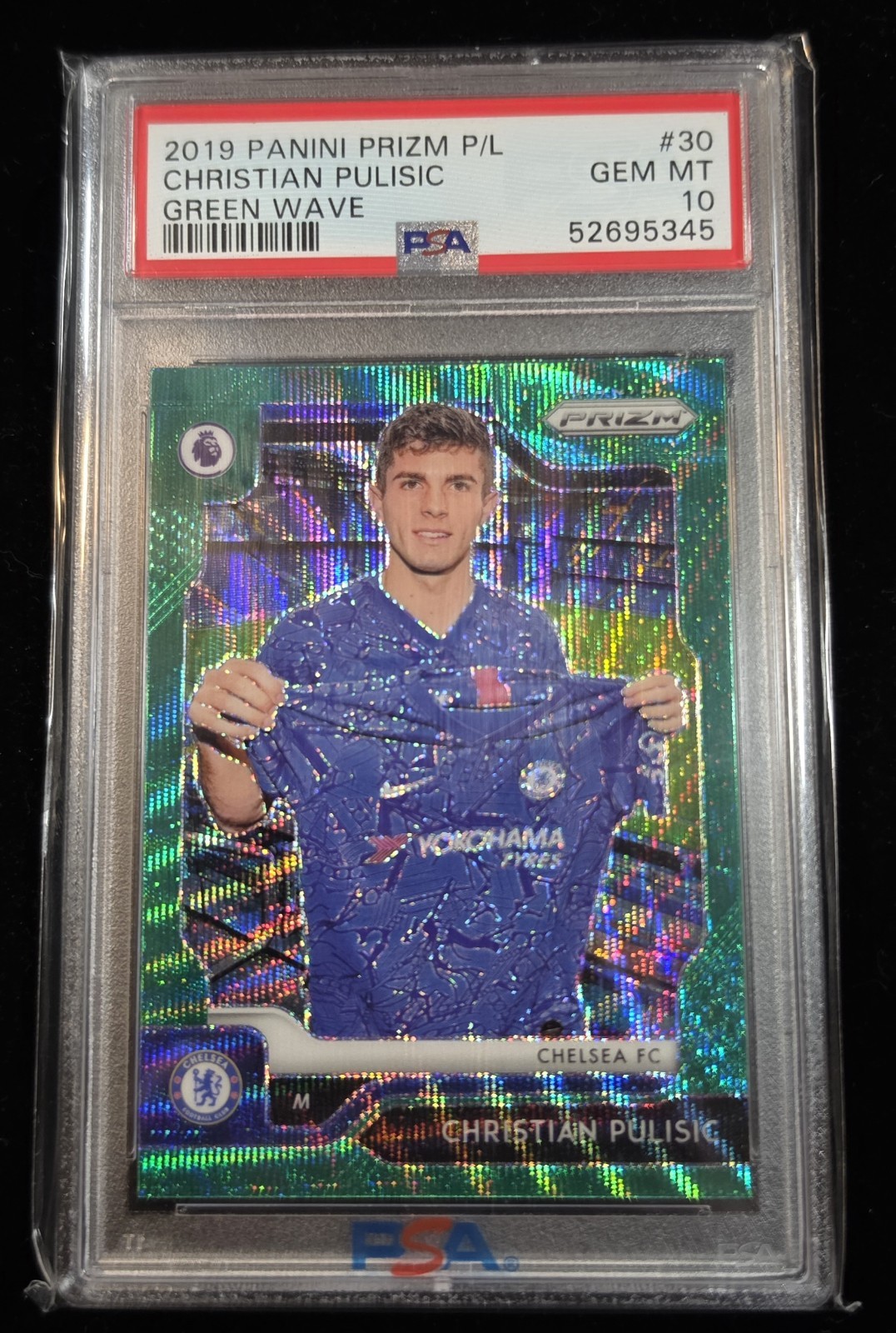 2019 Prizm Premier League Christian Pulisic #30 PSA 10 USMNT Green Wave POP 10!