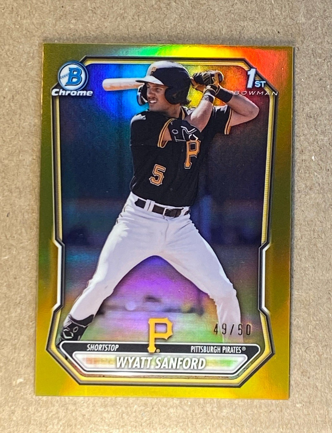 Wyatt Sanford 2026 Bowman Chrome 1st Prospect True Gold Refractor /50 Pirates