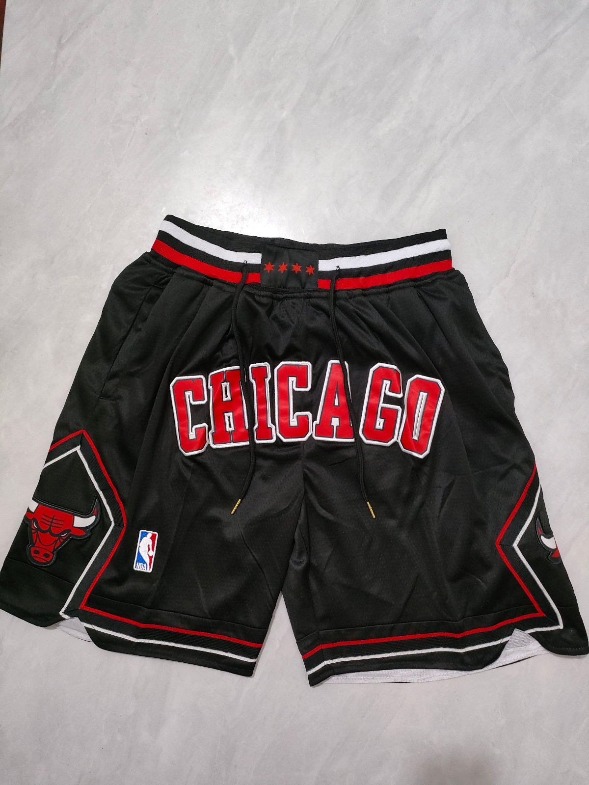 New Chicago Bulls Men Black Pockets stitched Shorts Size US