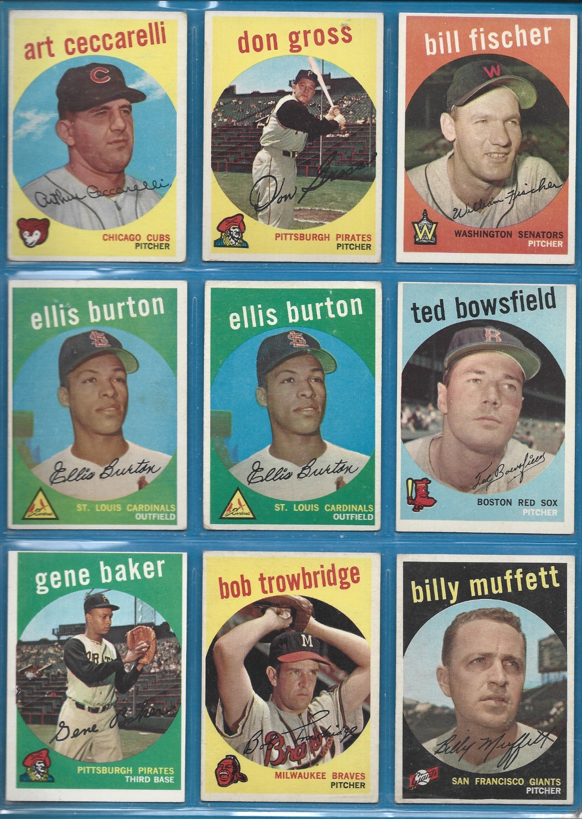 1959 Topps Baseball Common Players- Fill your set -Ex To Exmt – No Creases