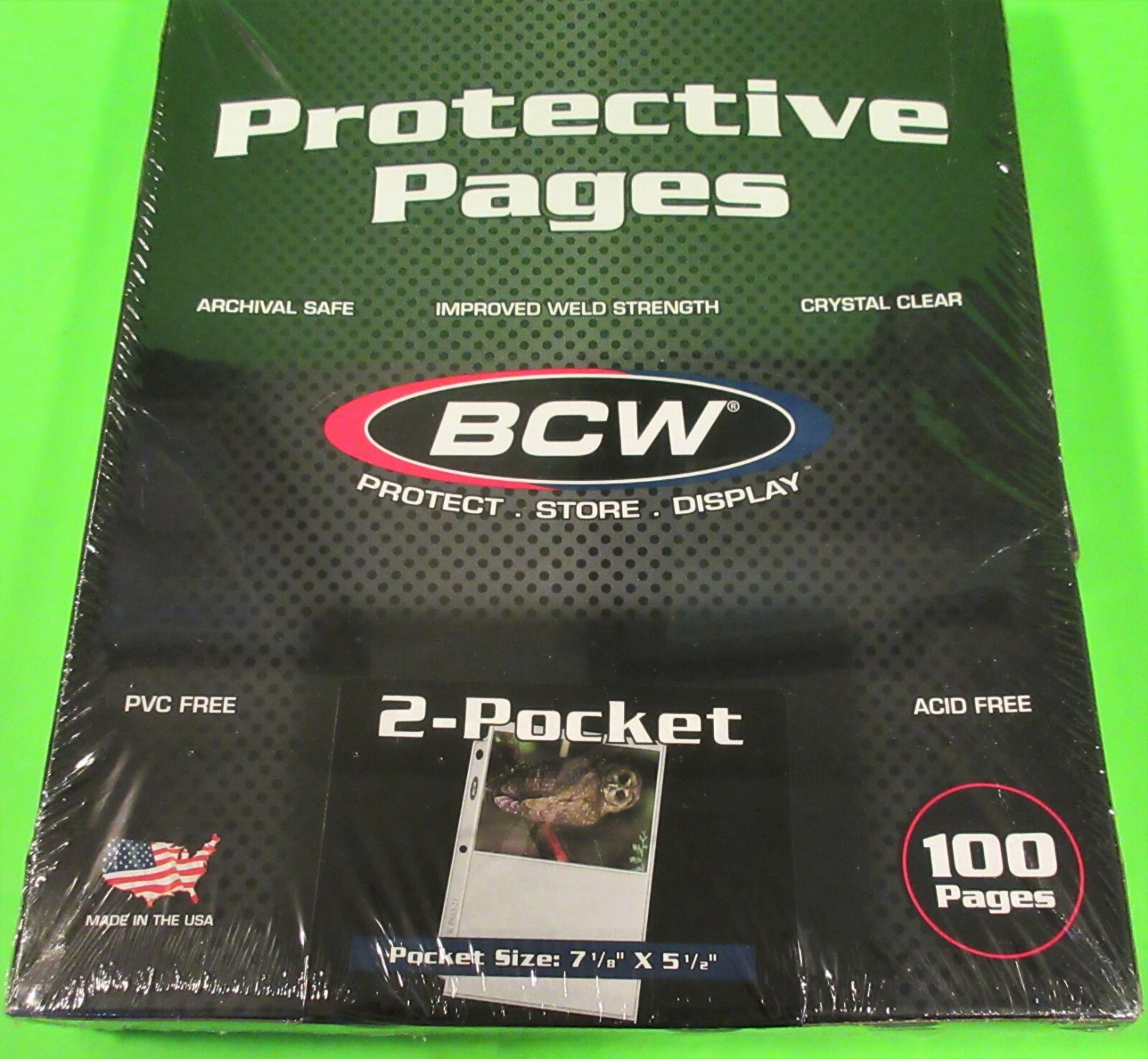 100 BCW PRO 2-POCKET ALBUM PAGES FOR COVERS, 5X7 PHOTOS, POSTCARDS, COUPONS, ETC