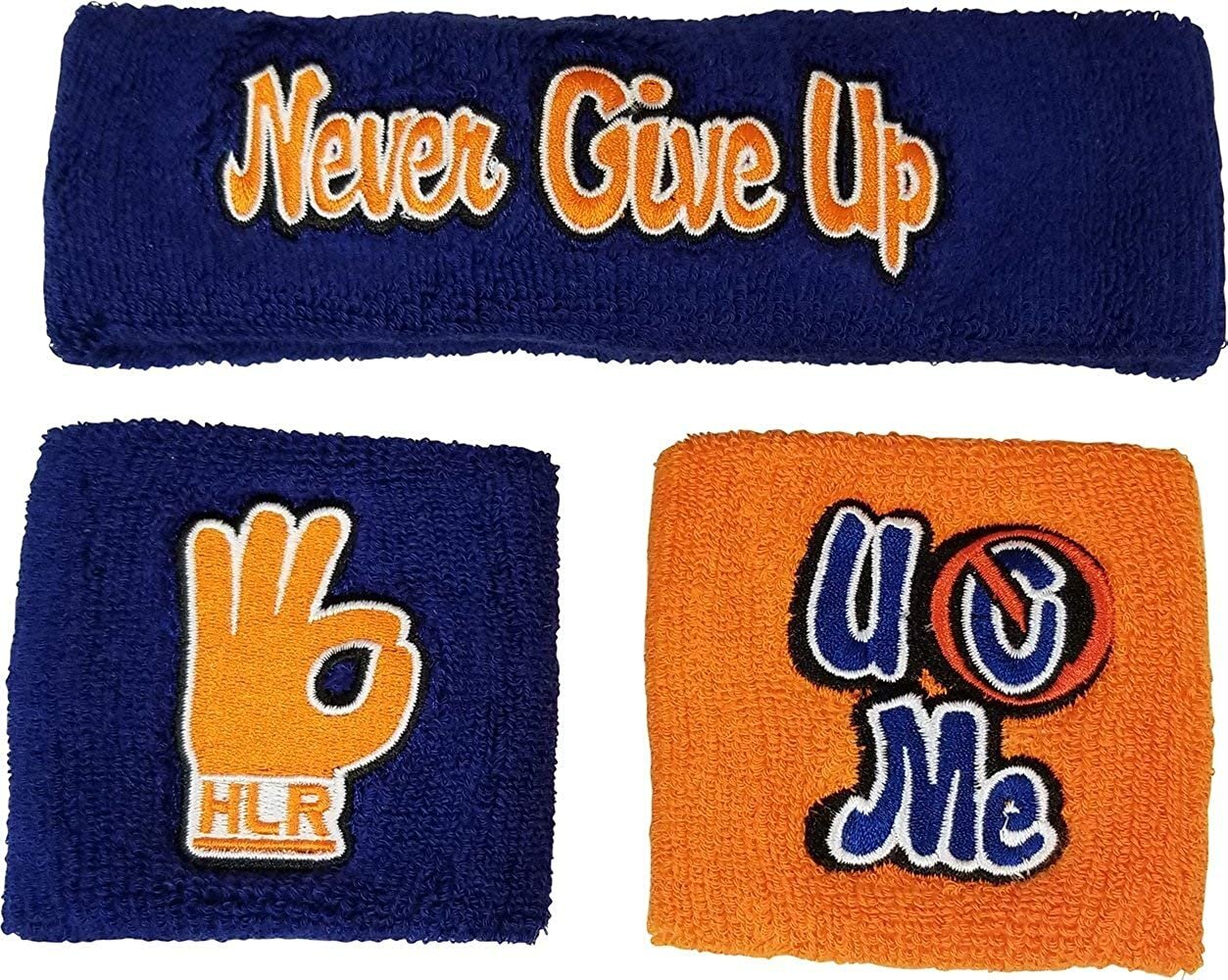John Cena Headband Wristband Sweatband Set Choice of Color-Blue/Orange