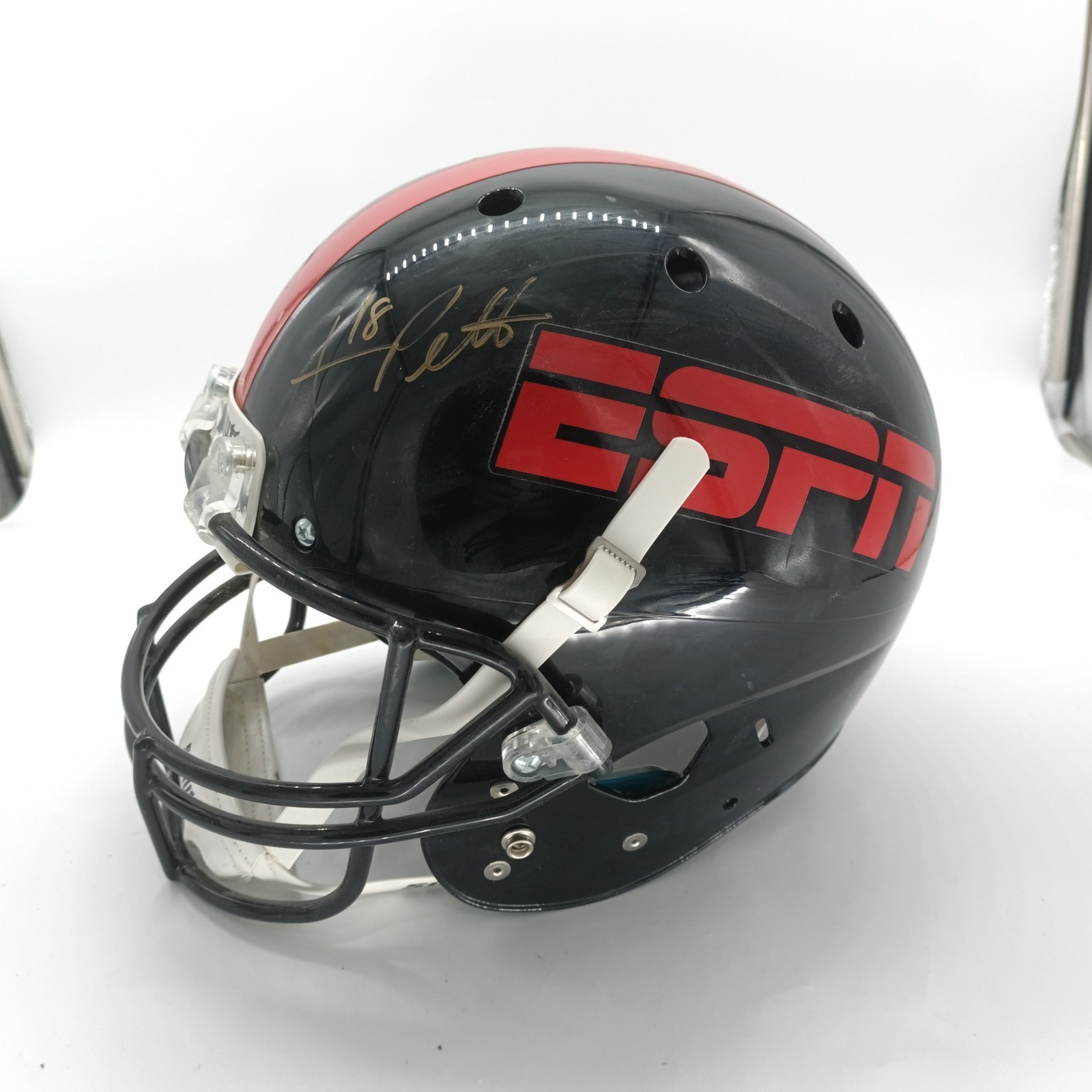Schutt ESPN Full Size Replica Football Helmet Dual Signed Autographed Black Red