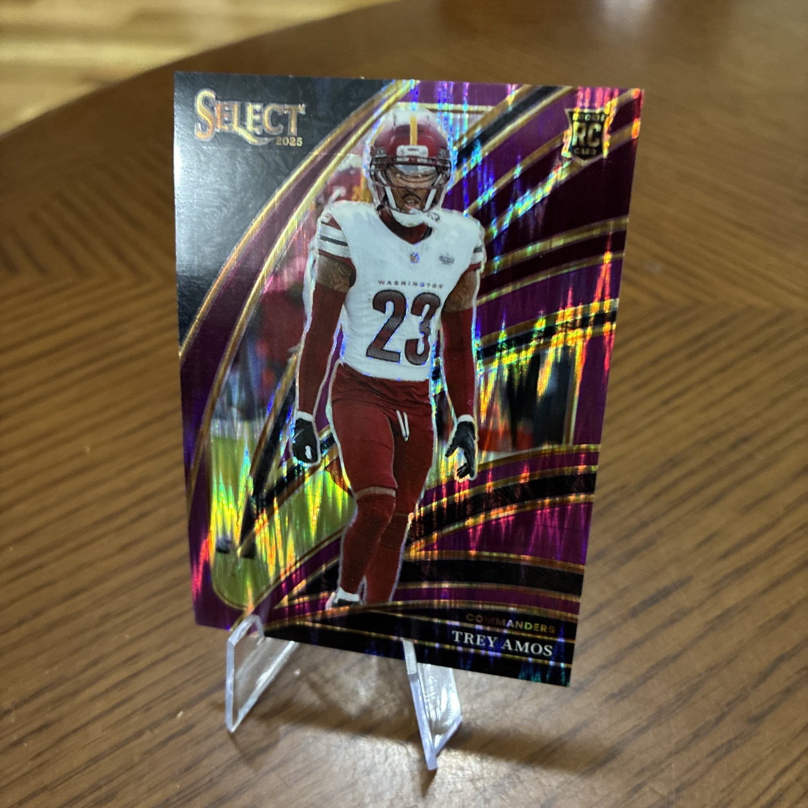 2025 Panini Select – Club Level Trey Amos #287 Purple Shock Prizm 547/699 (RC)