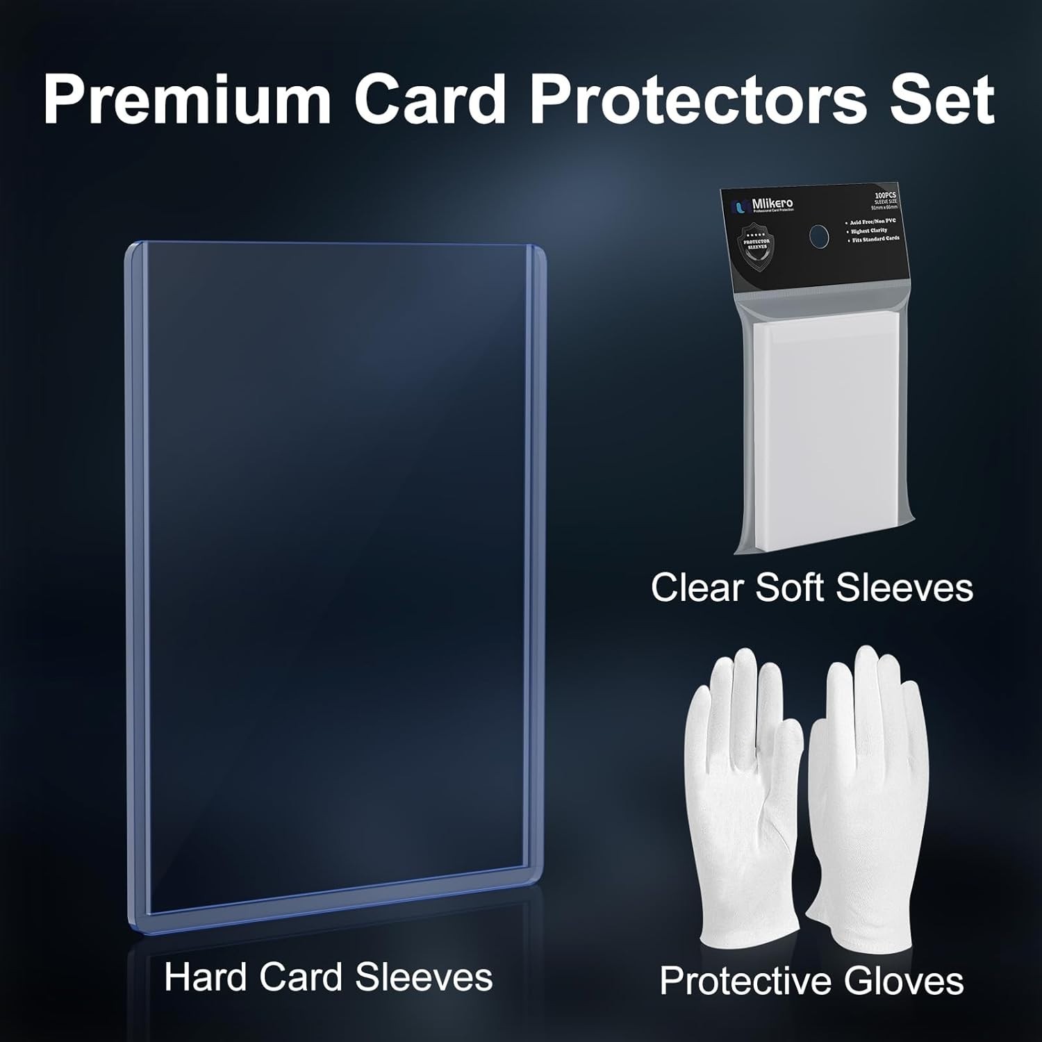 Versatile Card Protector Set, 100 Hard and Soft Sleeves for All Collectibles