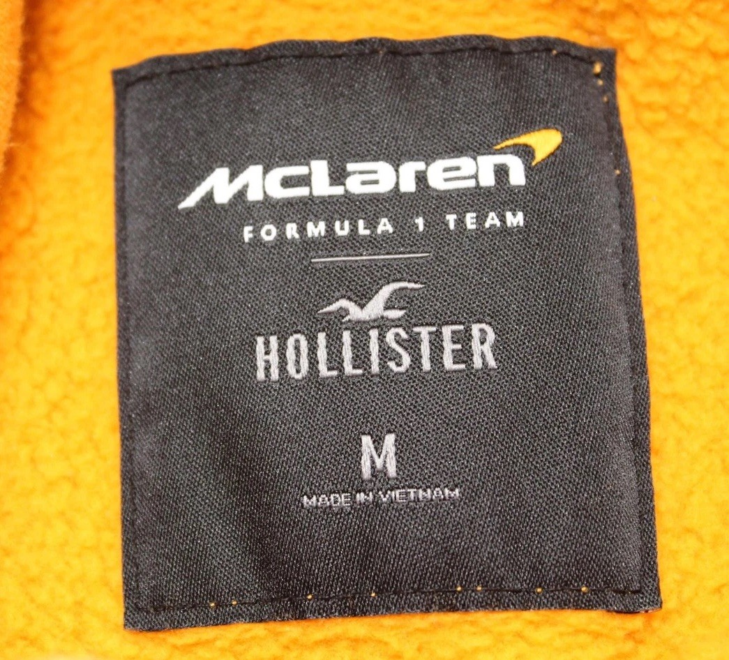 McLaren Hoodie Sweatshirt Mens Medium Orange Formula 1 Team Racing Hollister