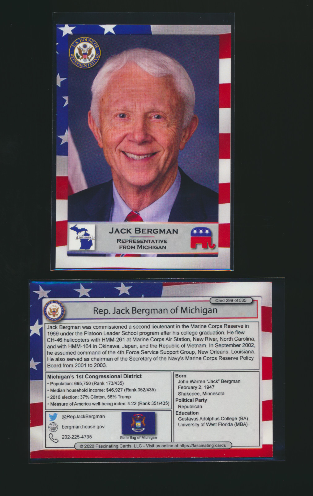 2020 United States Congress Fascinating Cards Michigan Jack Bergman #299