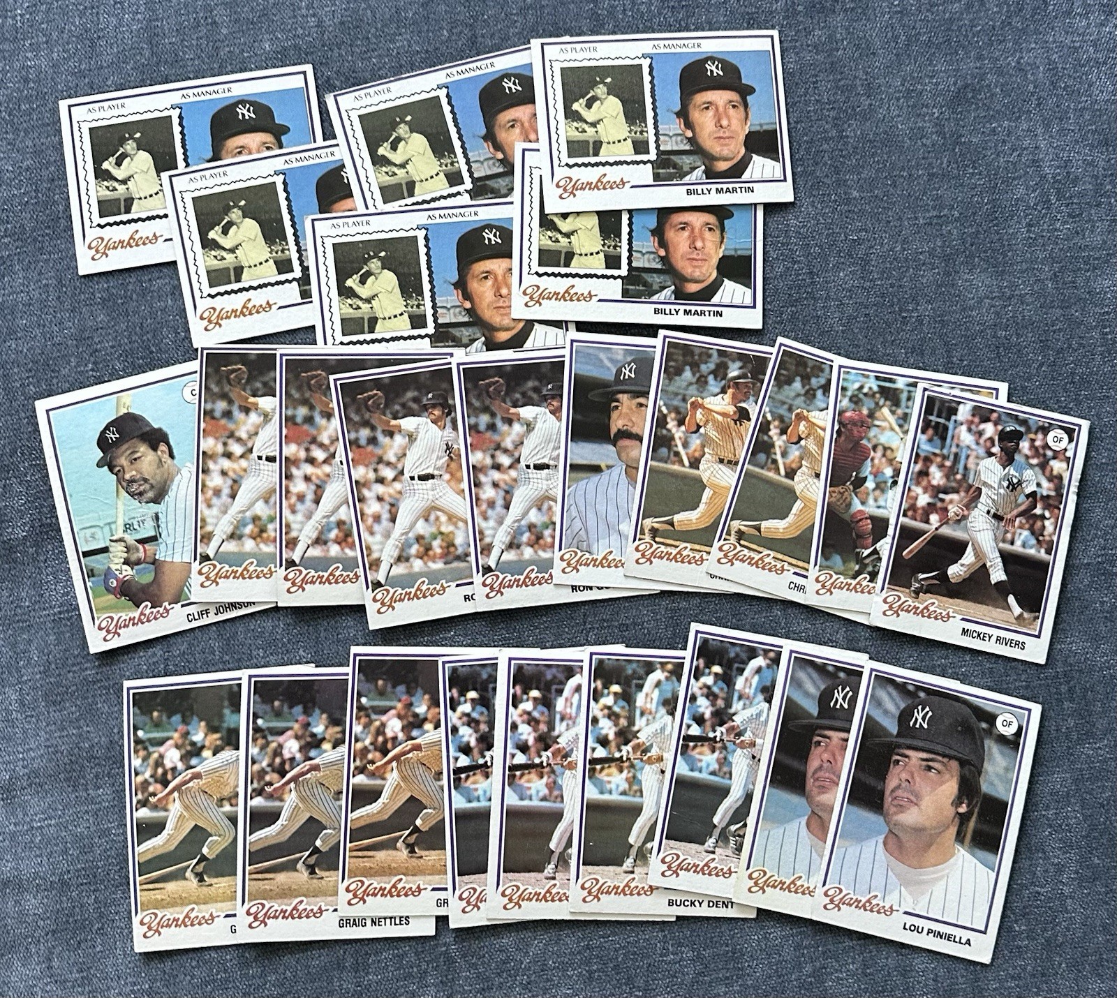 Lot of 25 Assorted 1978 Topps Burger King NY Yankees Cards w/ 6 Billy Martin