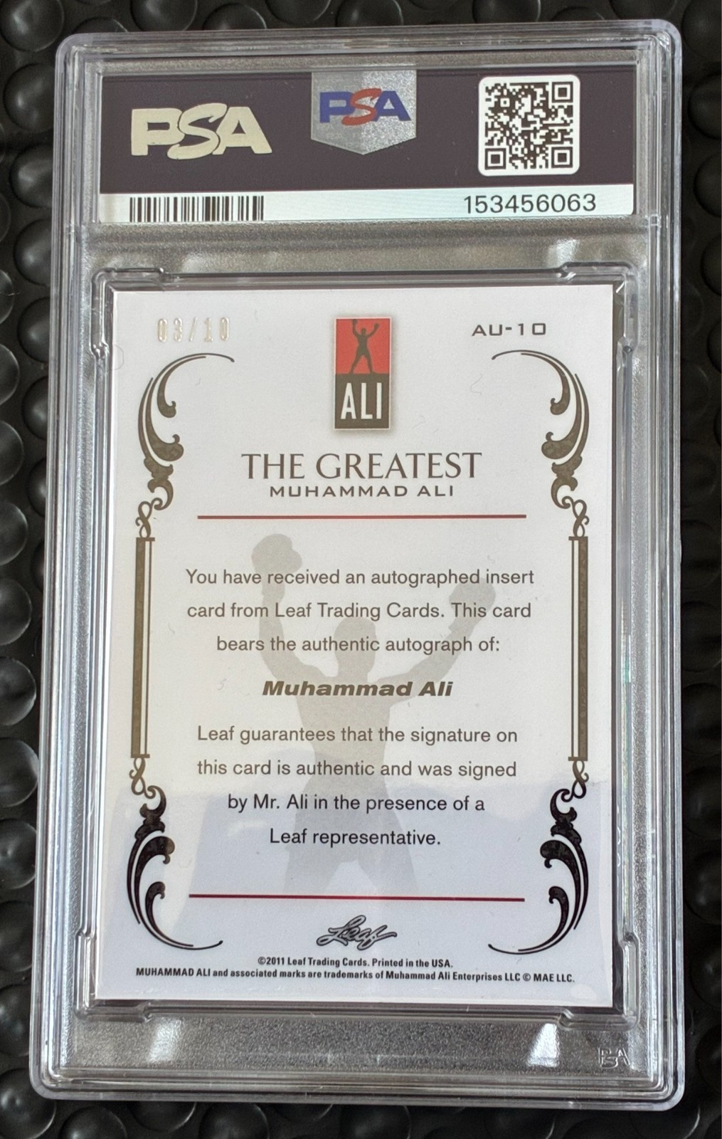 2012 Leaf The Greatest MUHAMMAD ALI On Card Bold Autograph /10 PSA 9 AUTO 10