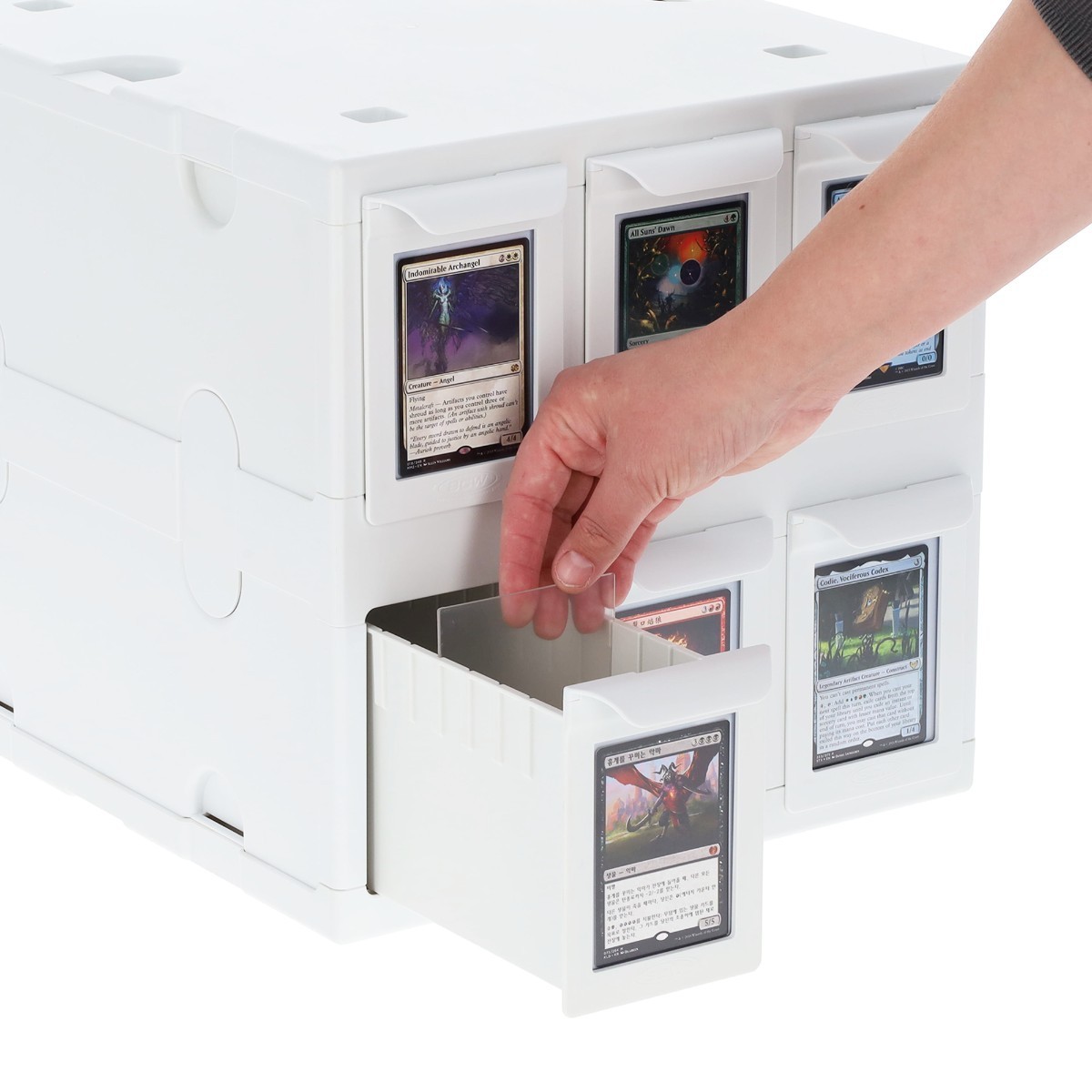 BCW White Card Box Bin 6 Drawers Hold 1000+ Gaming / 700 Sports Card New Catalog