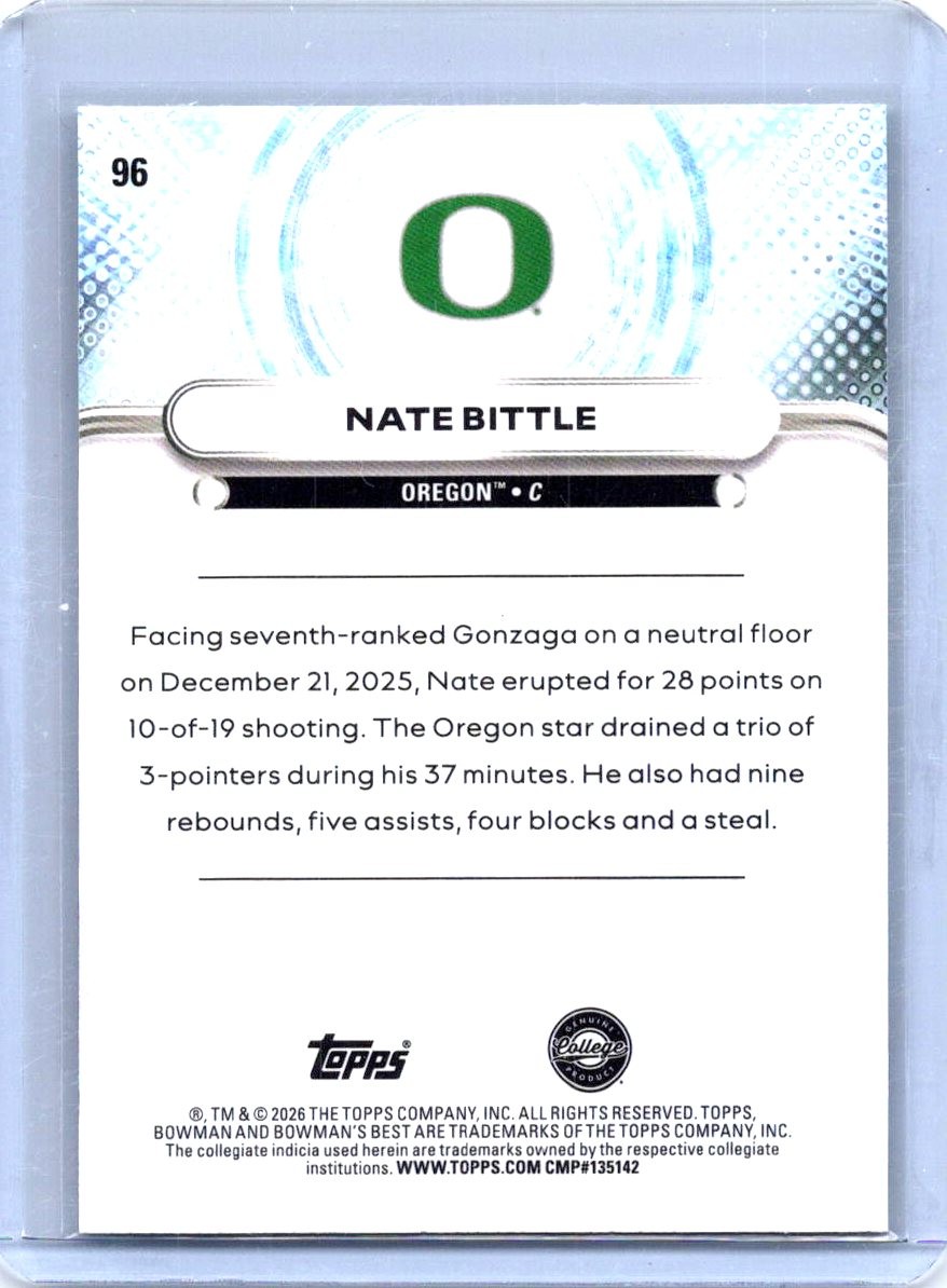 2025-26 Bowman’s Best University #96 Nate Bittle
