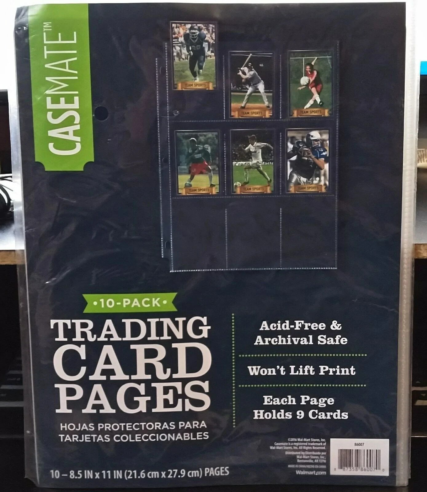 CaseMate 8.5″ x 11″ Acid Free Trading Card Pages, Holds 90 Cards, 10 Pk ~ NISP