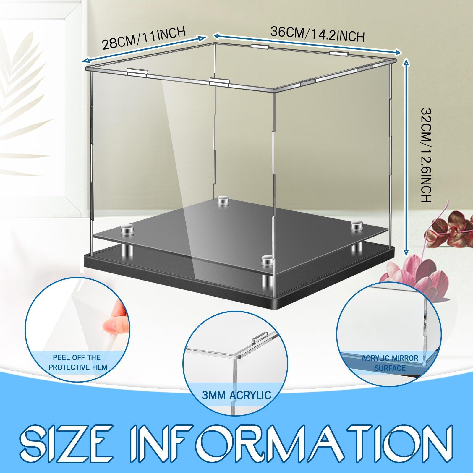 Football Helmet Display Case 14.2 x 11 x12.6 Inch Full Size Acrylic Helmet Di…
