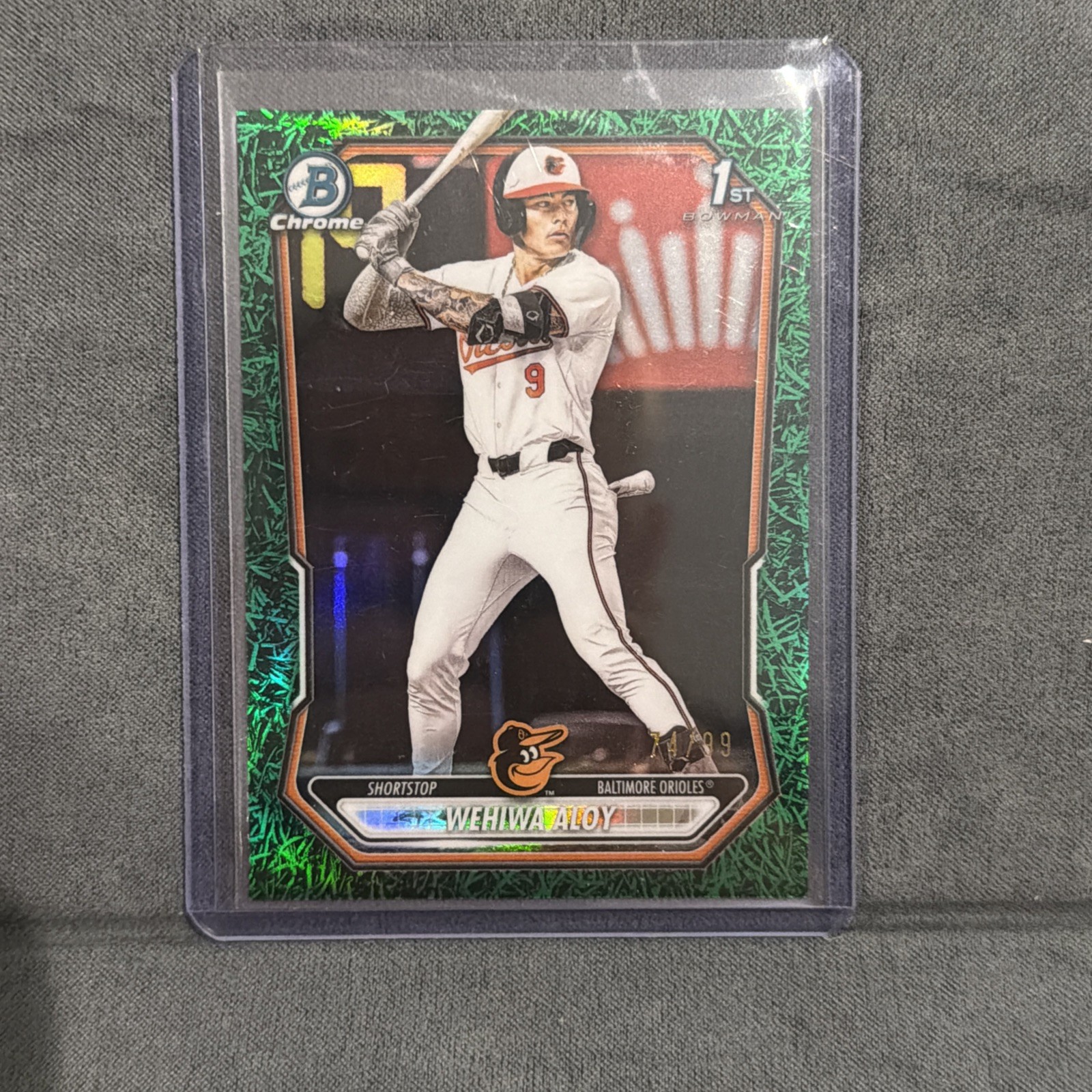 2026 Bowman Chrome 1st Wehiwa Aloy BCP-135 Green Grass Refractor- RC Orioles /99