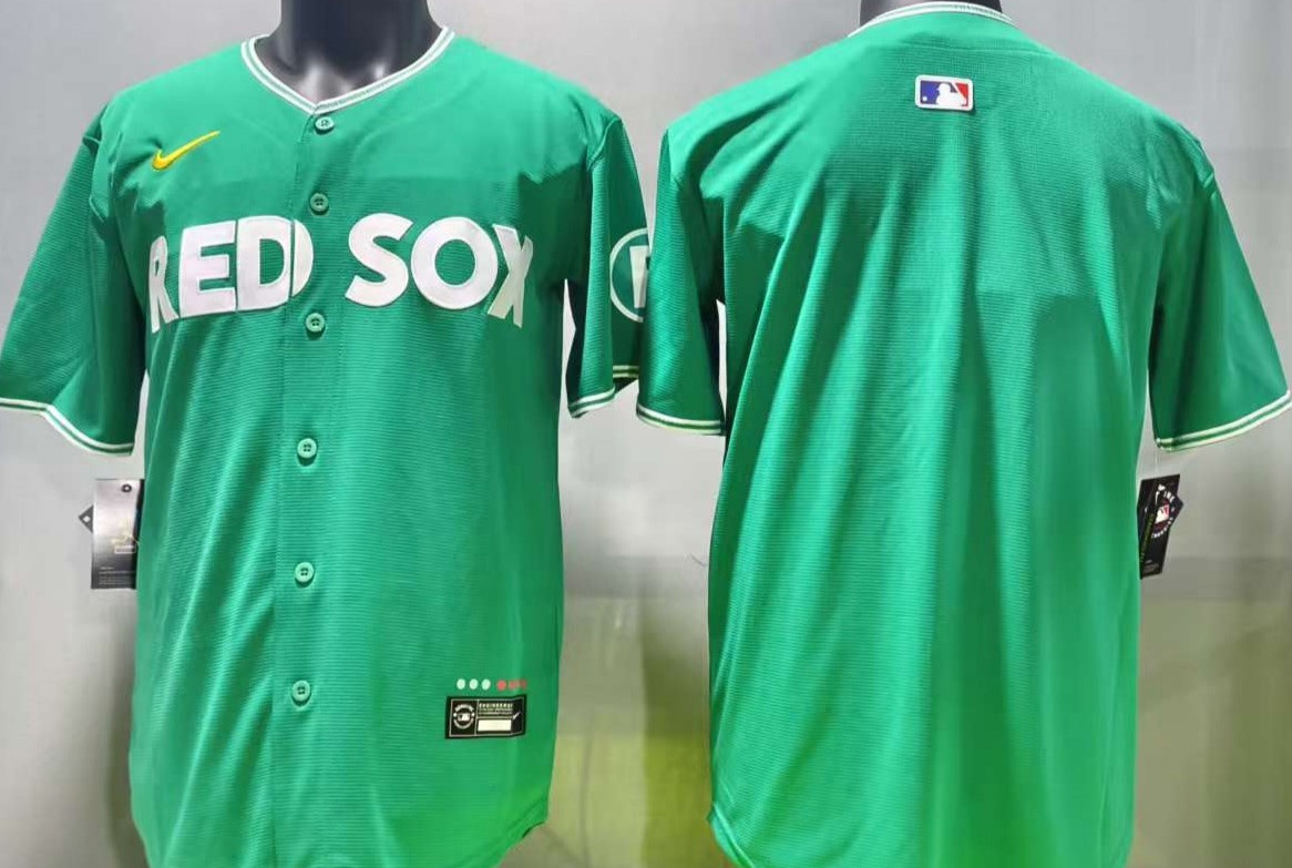 ​​Tariffs​ Free! BOS Red Sox City Connect Green Cool Base Sewn Stitched Jersey.