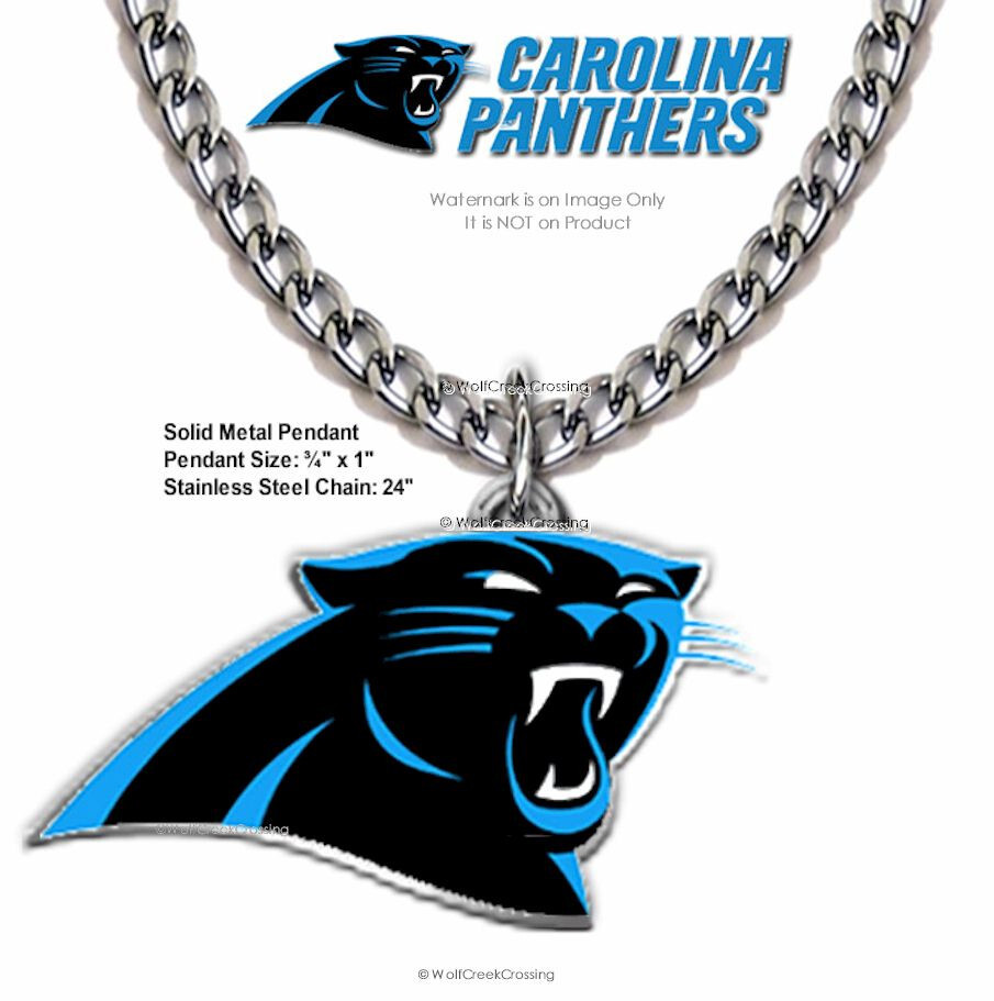 CAROLINA PANTHERS NECKLACE STAINLESS STEEL CHAIN FOOTBALL NFL FREE SHIP CB’