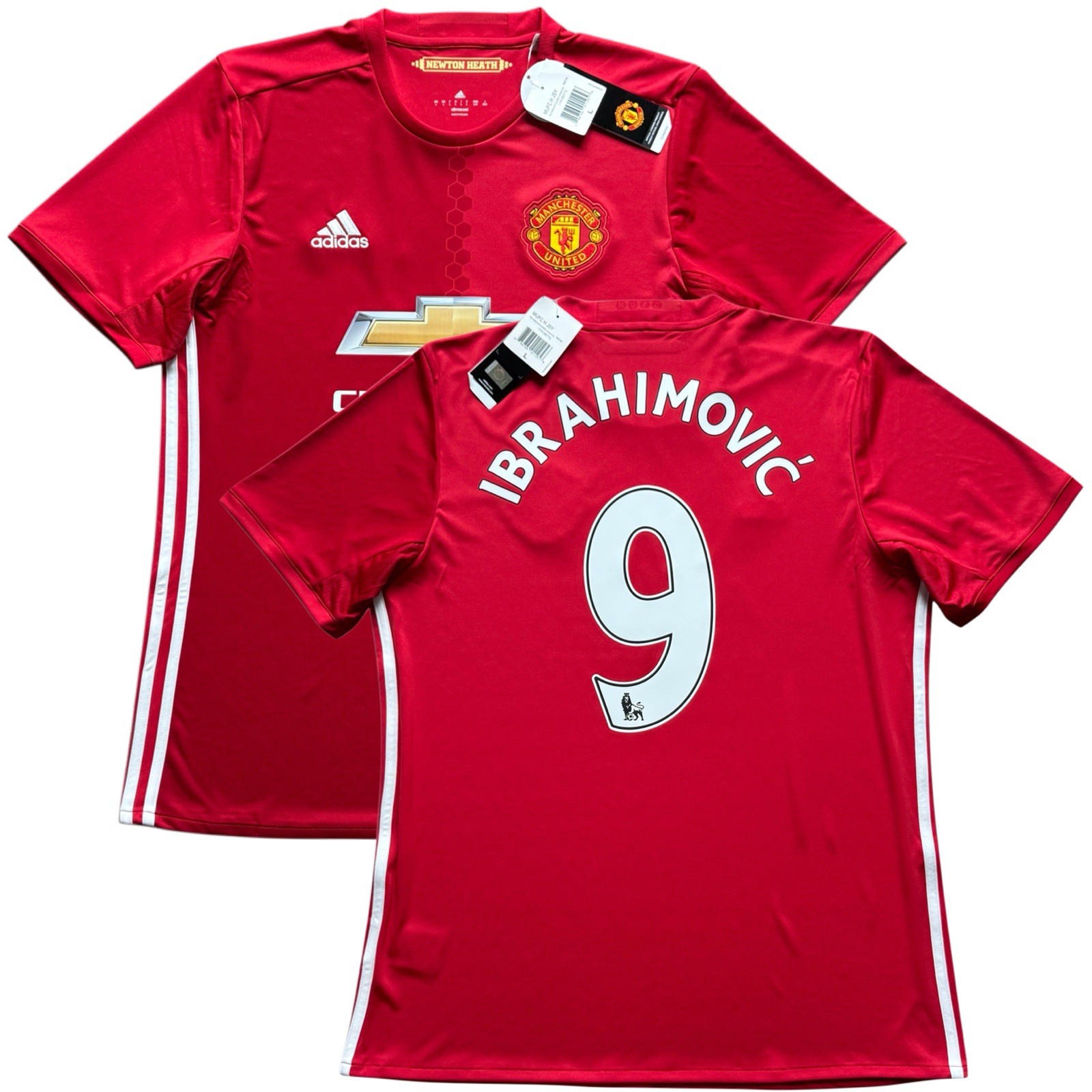 2016/17 Manchester United Home Jersey #9 Ibrahimovic Large adidas Premier League