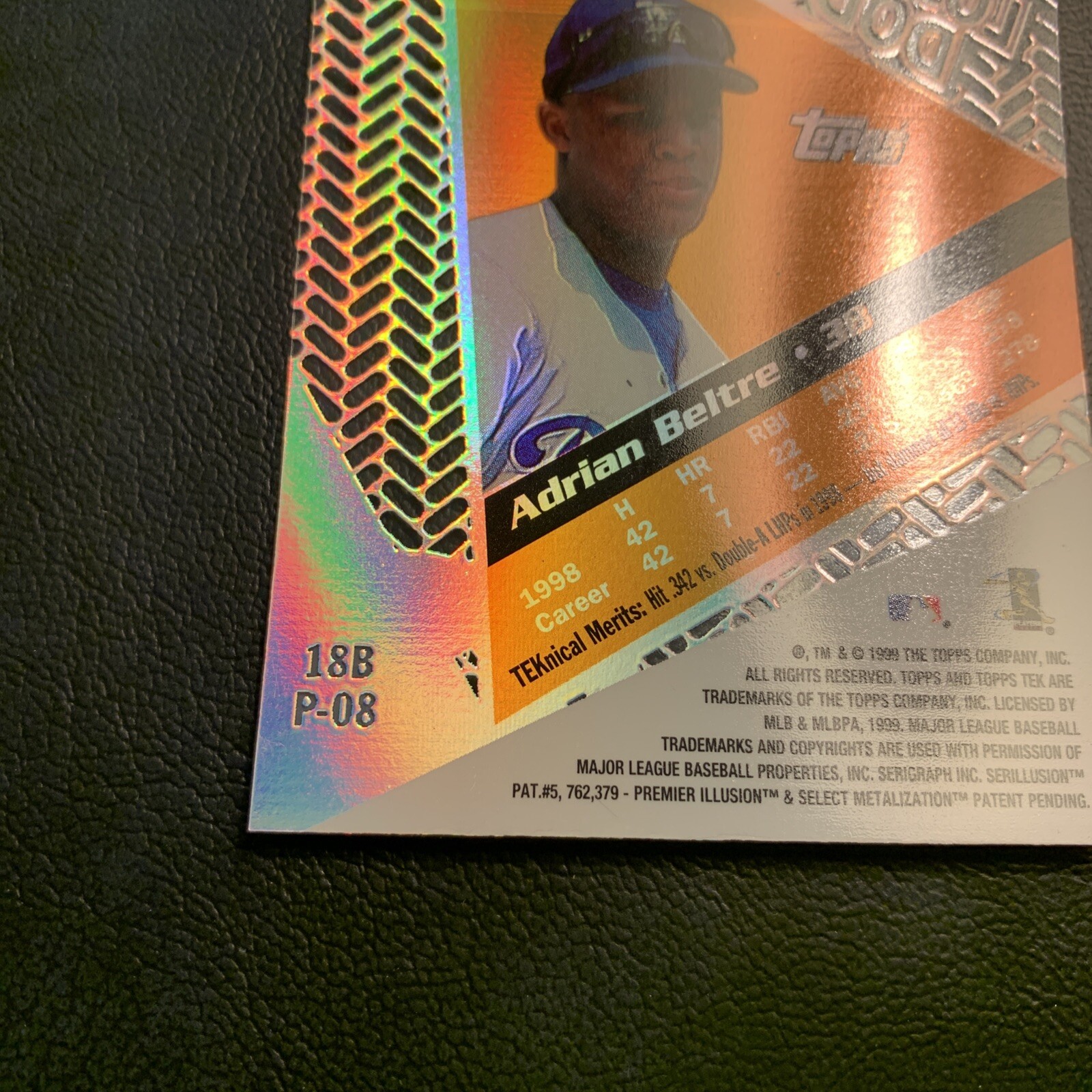 Cb51d 1999 Topps Tek #18b Adrian Beltre Los Angeles Dodgers pattern 08
