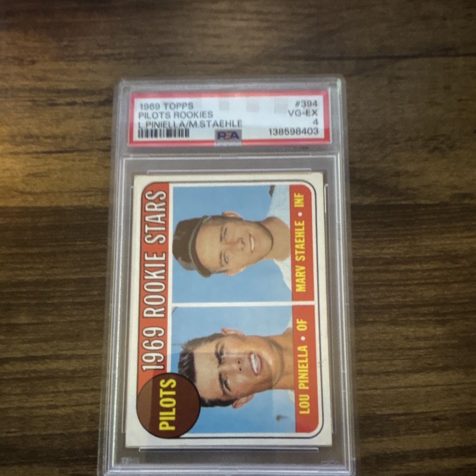 Topps 1969 Rookie Stars #394 Lou Piniella Marv Staehle Seattle Pilots PSA
