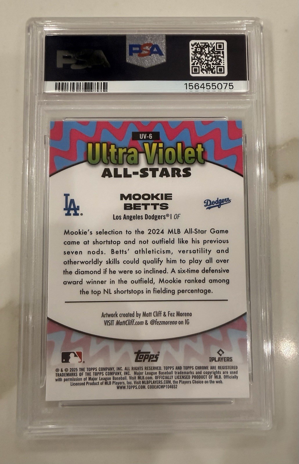 2025 Topps Mookie Betts Ultra Violet PSA9 Lot (5) 2 Patch One /99 Boxloader +