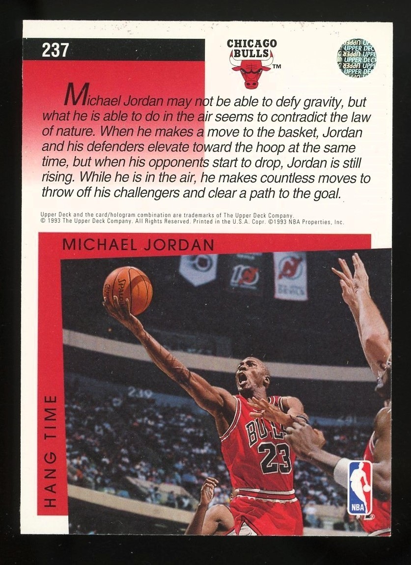 1993-94 Upper Deck: #237 Michael Jordan Hang Time NR-MT HOF