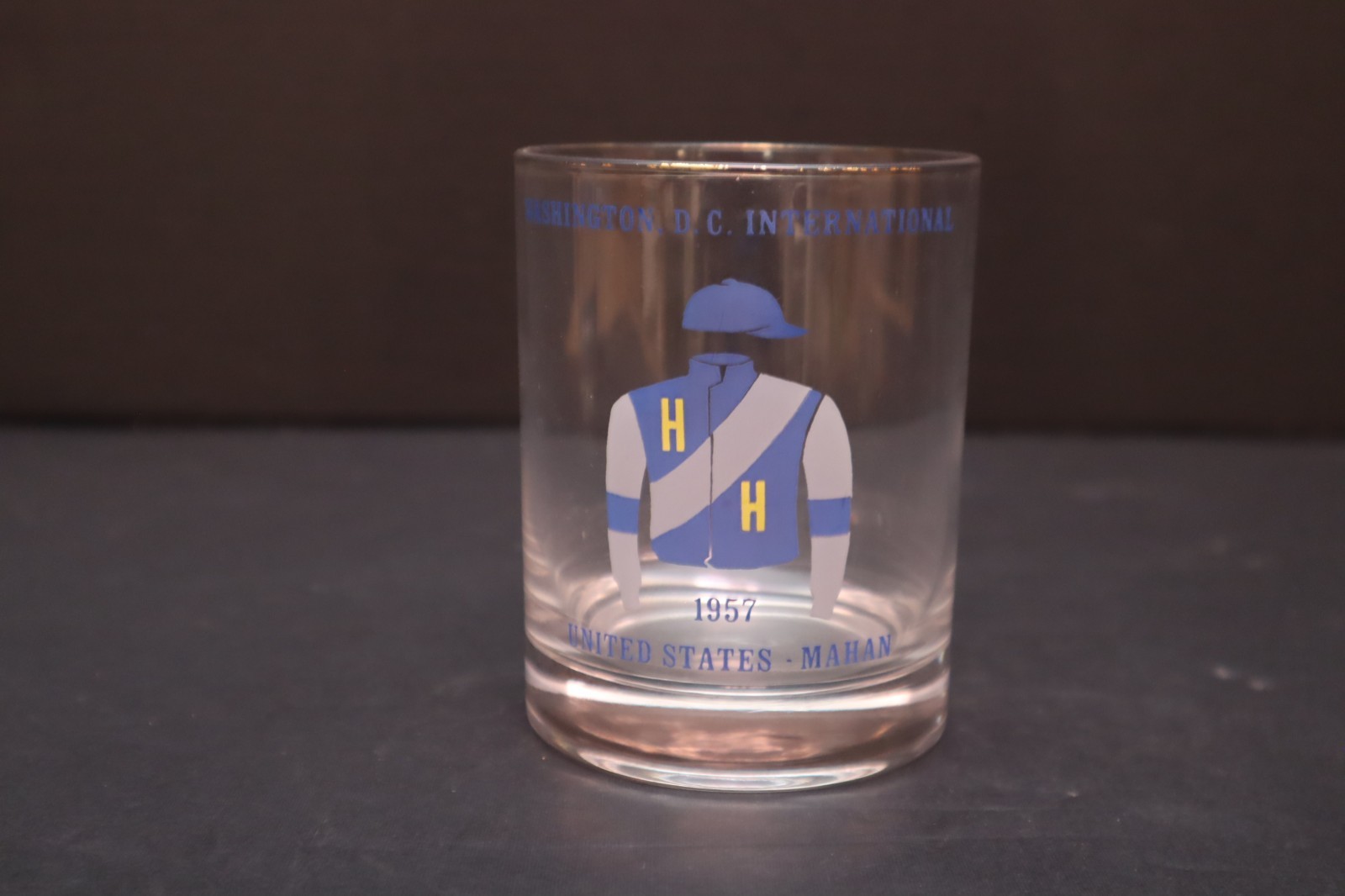 Washington D.C. International Horse Racing Glass Jockey Tumblers Glass 1956 1957