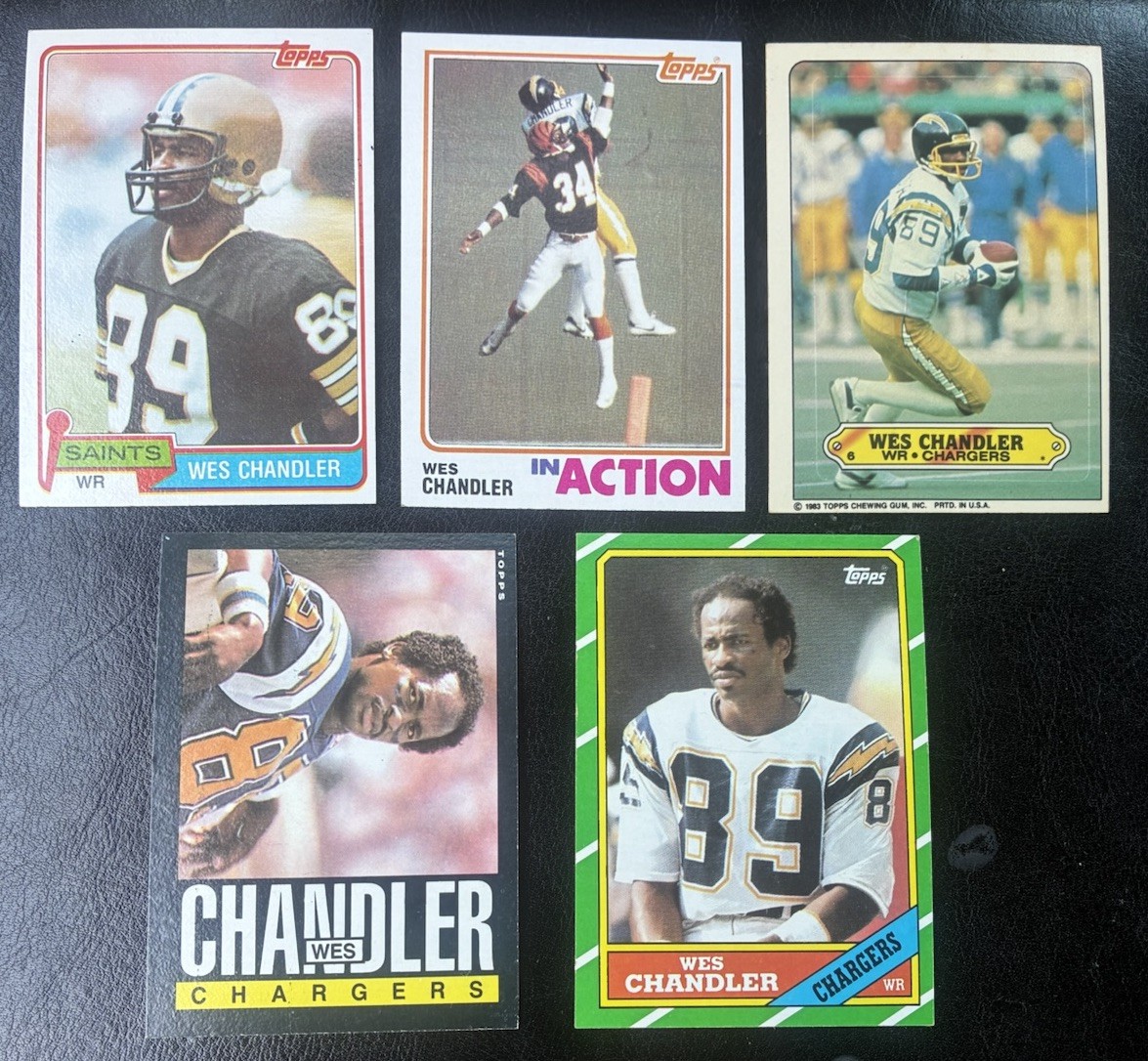 Wes Chandler Lot of 5 Topps Cards 1981 82 83 85 86 Saints San Diego Chargers 🤩