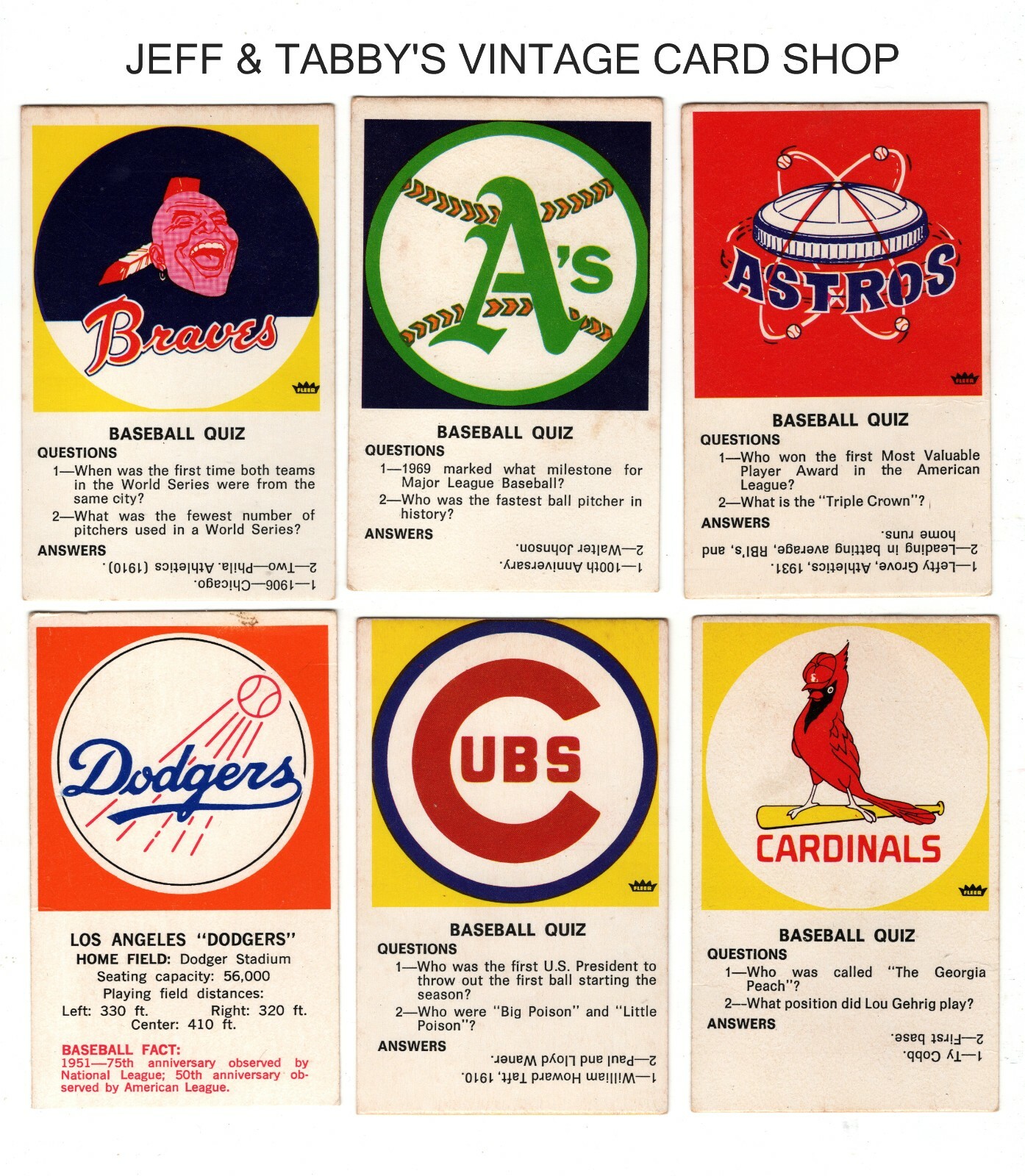 1970-1971 FLEER BASEBALL QUIZ / SEE DROP DOWN MENU FOR CARD YOU WILL RECEIVE
