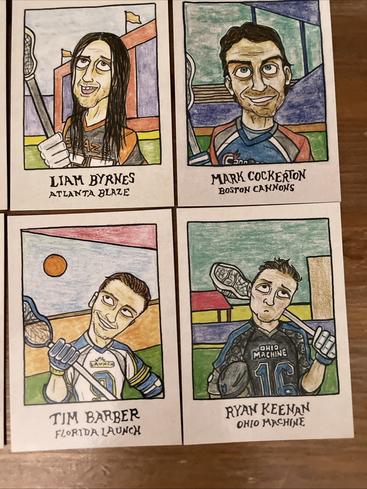 10 Cartoon Lacrosse Cards From The 2019 Parkside Major League Lacrosse Set.