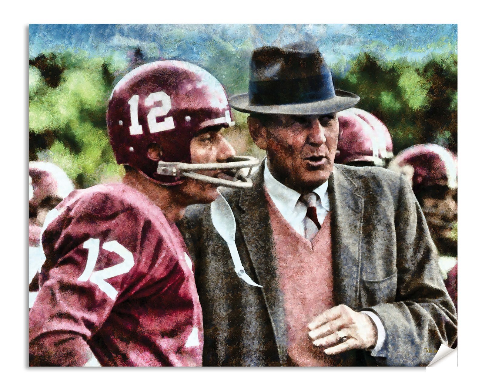 Bear Bryant Football Coach Joe Namath Alabama Crimson Tide College Art Print 11