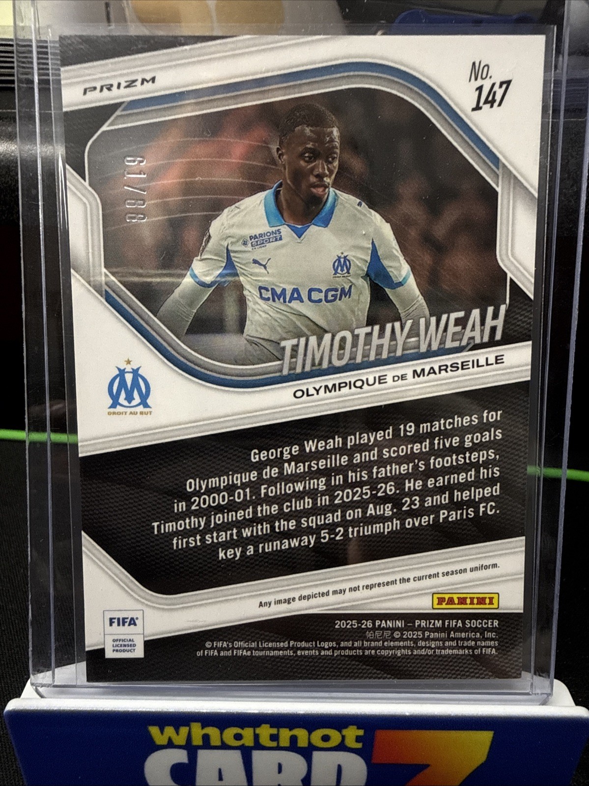 2025-26 Panini PRIZM FIFA Choice – Timothy Weah 61/88 #147 Red Scope USMNT