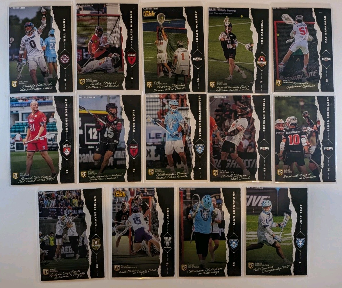 THE MOMENT PLL Fieldside II Premier Lacrosse League (14) Card Complete Set