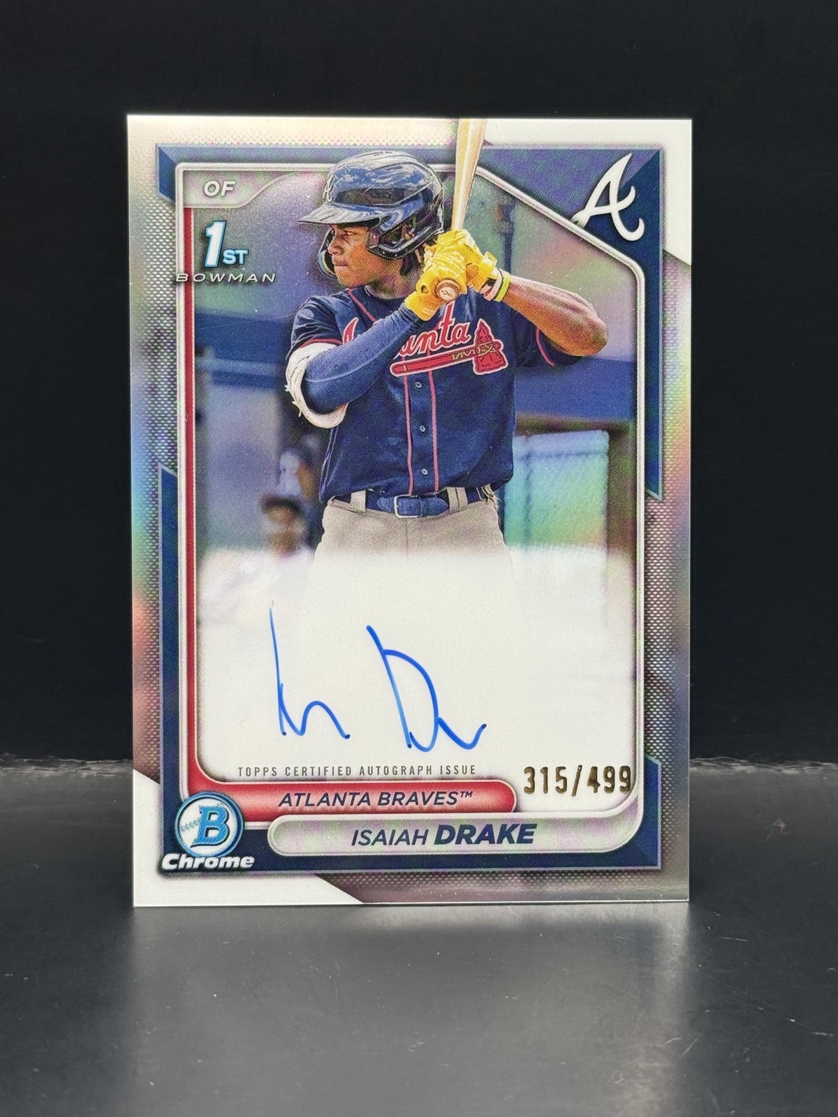 #CPA-ID Isaiah Drake 2024 Bowman SN,AU Auto #/499 Braves Chrome Auto Refractors