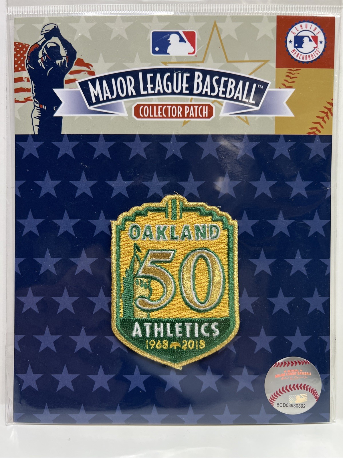 Oakland Athletics 50th Anniversary Patch Collector 1968-2018 MLB Official