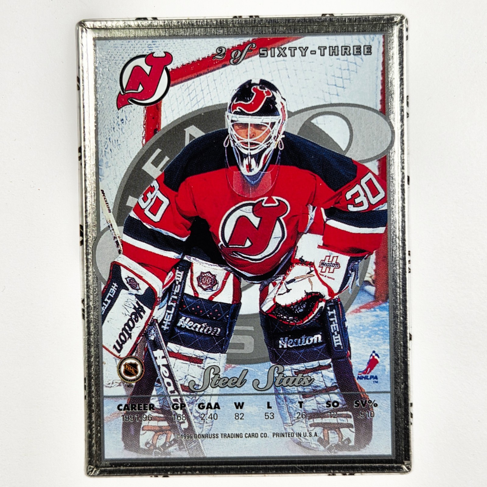 1996-97 Leaf Preferred – Steel Martin Brodeur #2 Protective Coating Intact