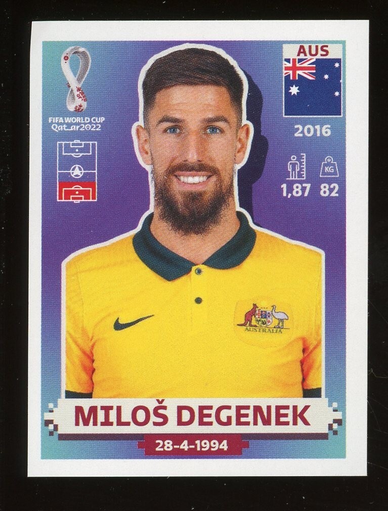 2022 Fifa World Cup Panini Sticker Qatar MILOS DEGENEK Australia AUS6