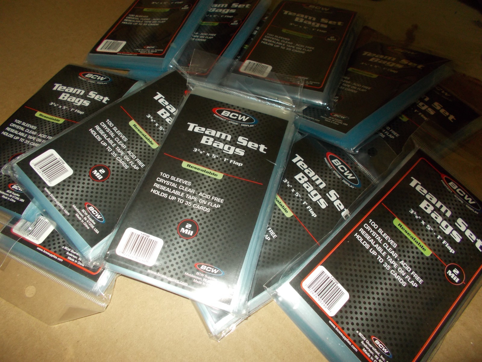 BCW Team Set Bags RESEALABLE NEW Packs Of 100 Clear Acid Free