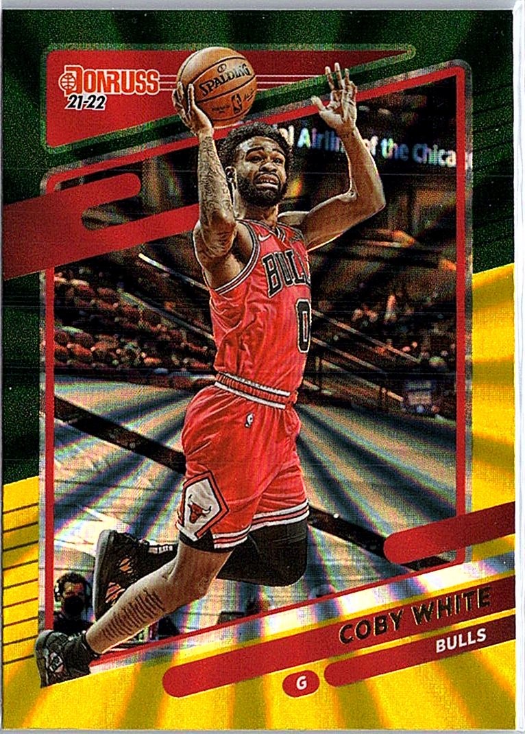 2021-22 Donruss #165 Coby White Holo Green and Yellow Laser