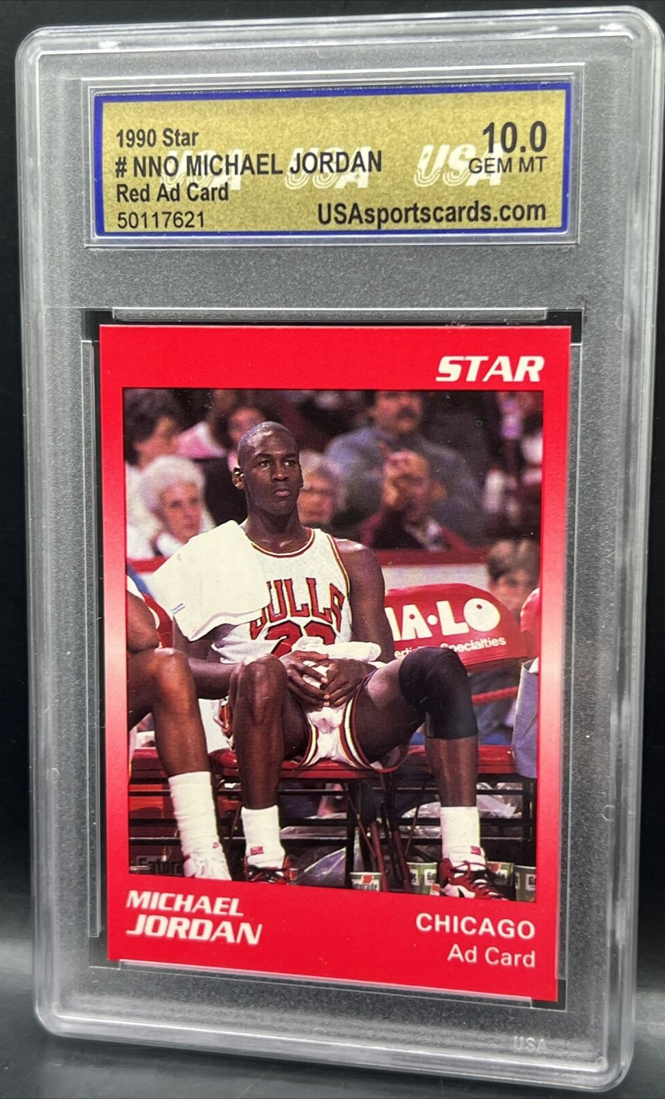 1990 Star Michael Jordan #NNO Red Ad Card USA 10 GEM MINT Chicago Bulls