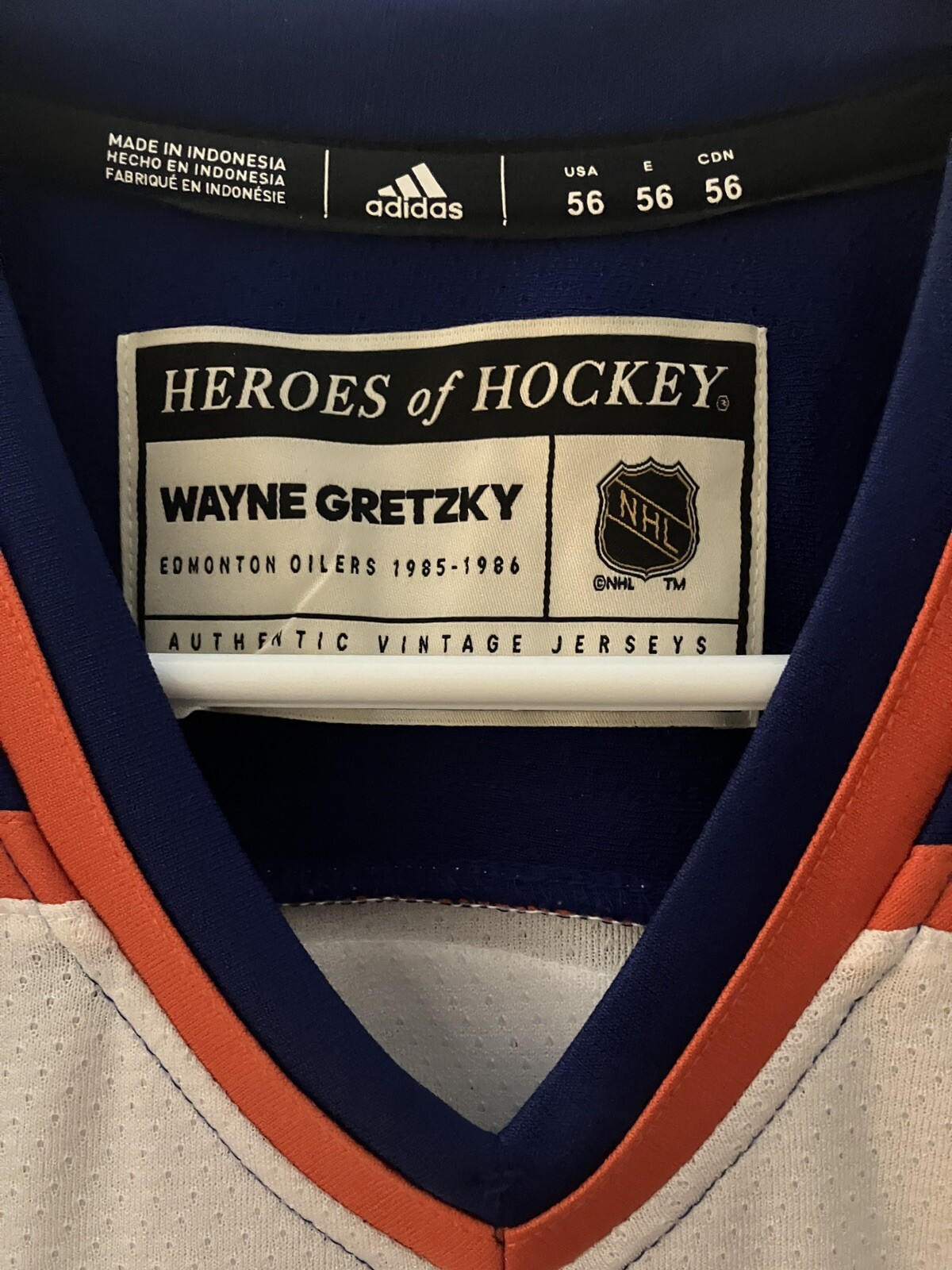Adidas Edmonton Oilers Authentic HoH 85/86 Gretzky Home White Jersey Size 56