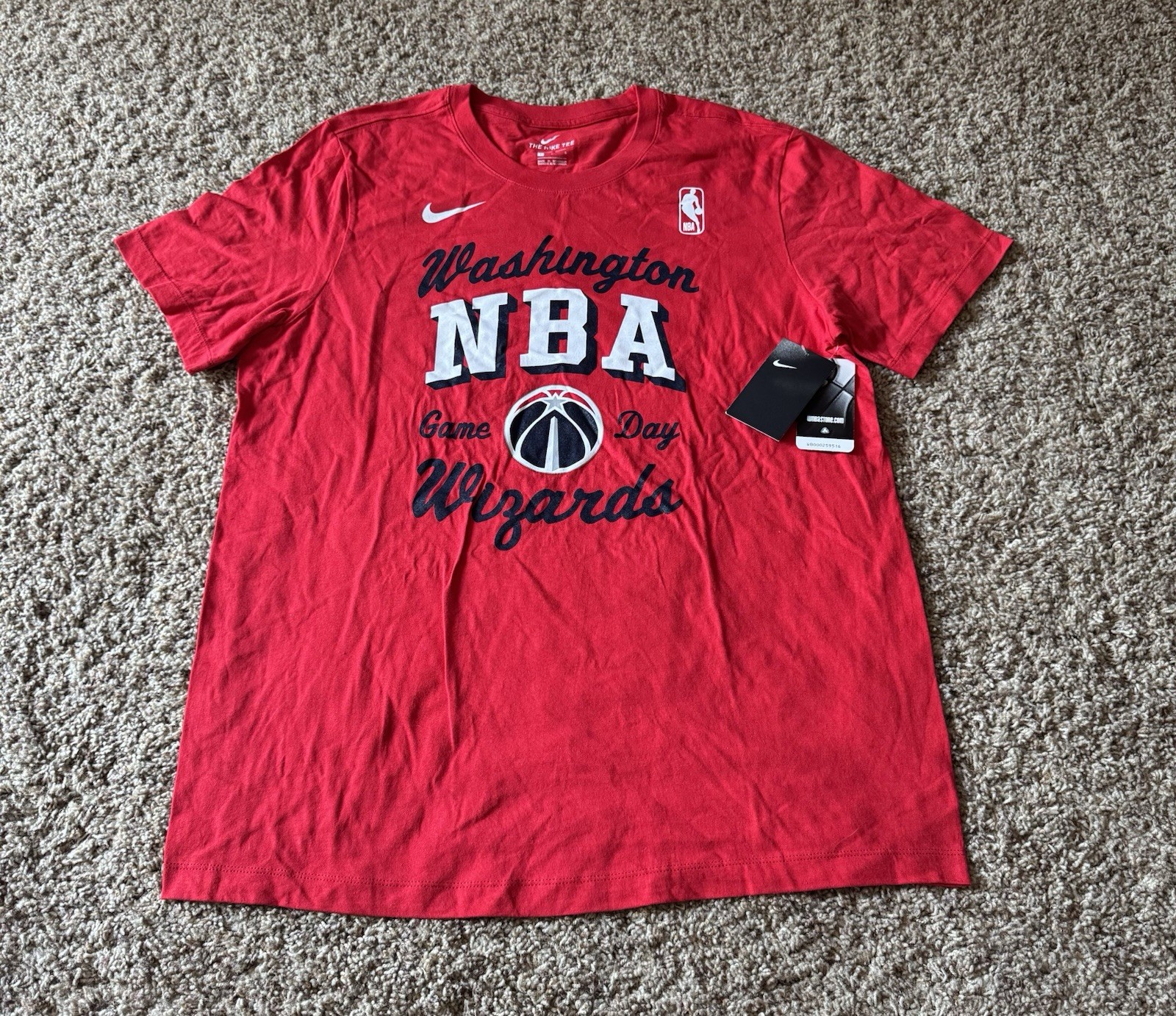 NEW Nike T Shirt Mens Large Red NBA Washington Wizards Basketball Short Sleeve