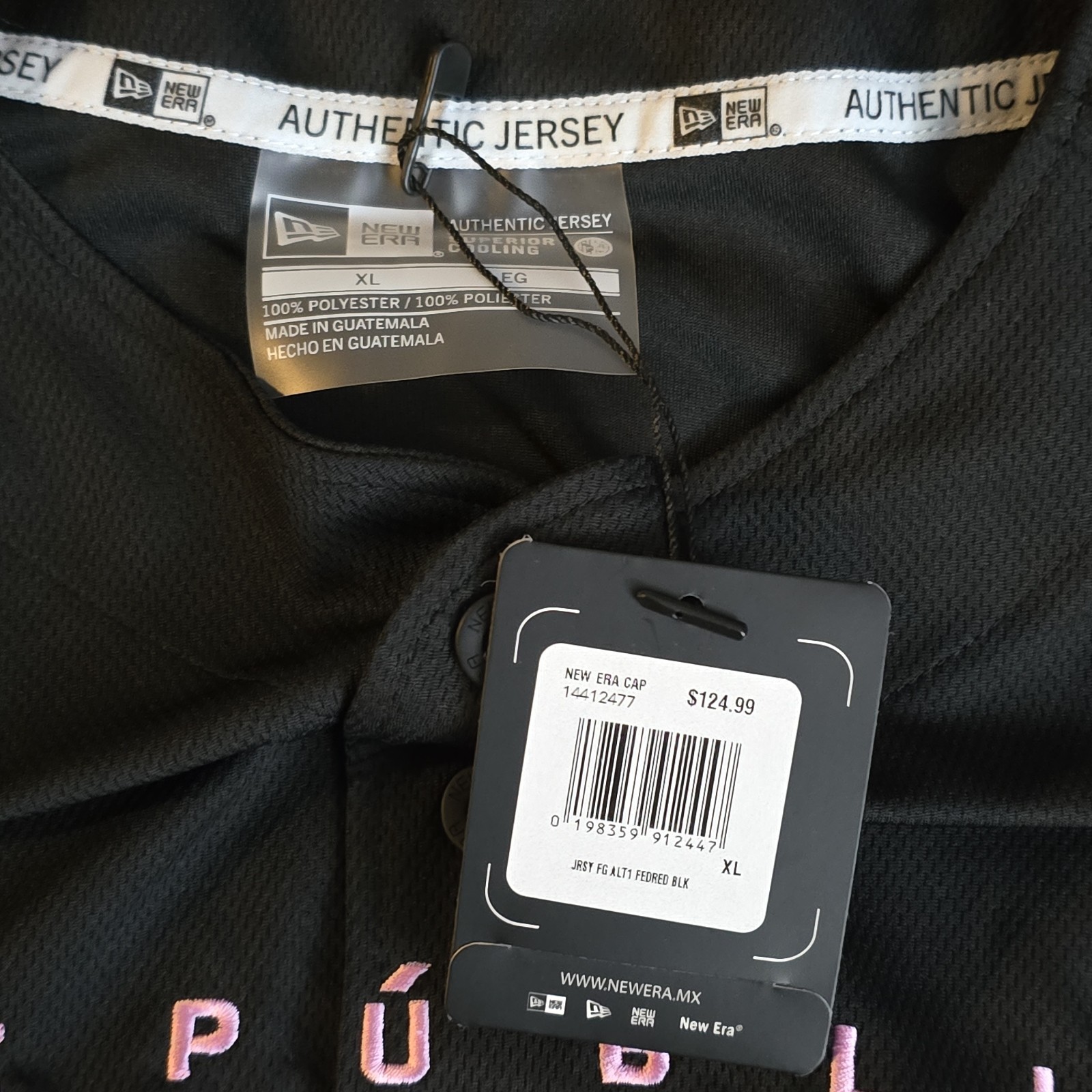 Dominican Republic New Era Authentic Baseball Jersey Black Pink XL NWT