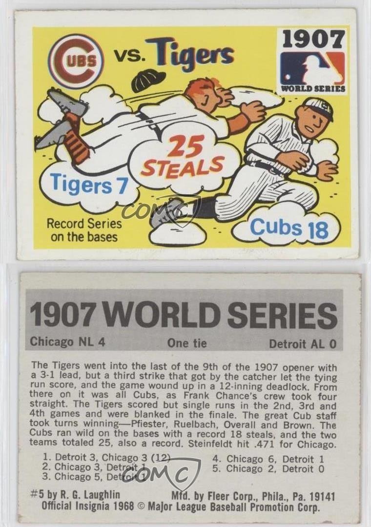 1971 Fleer Laughlin World Series Chicago Cubs Detroit Tigers 1907 vs Team 0nr3
